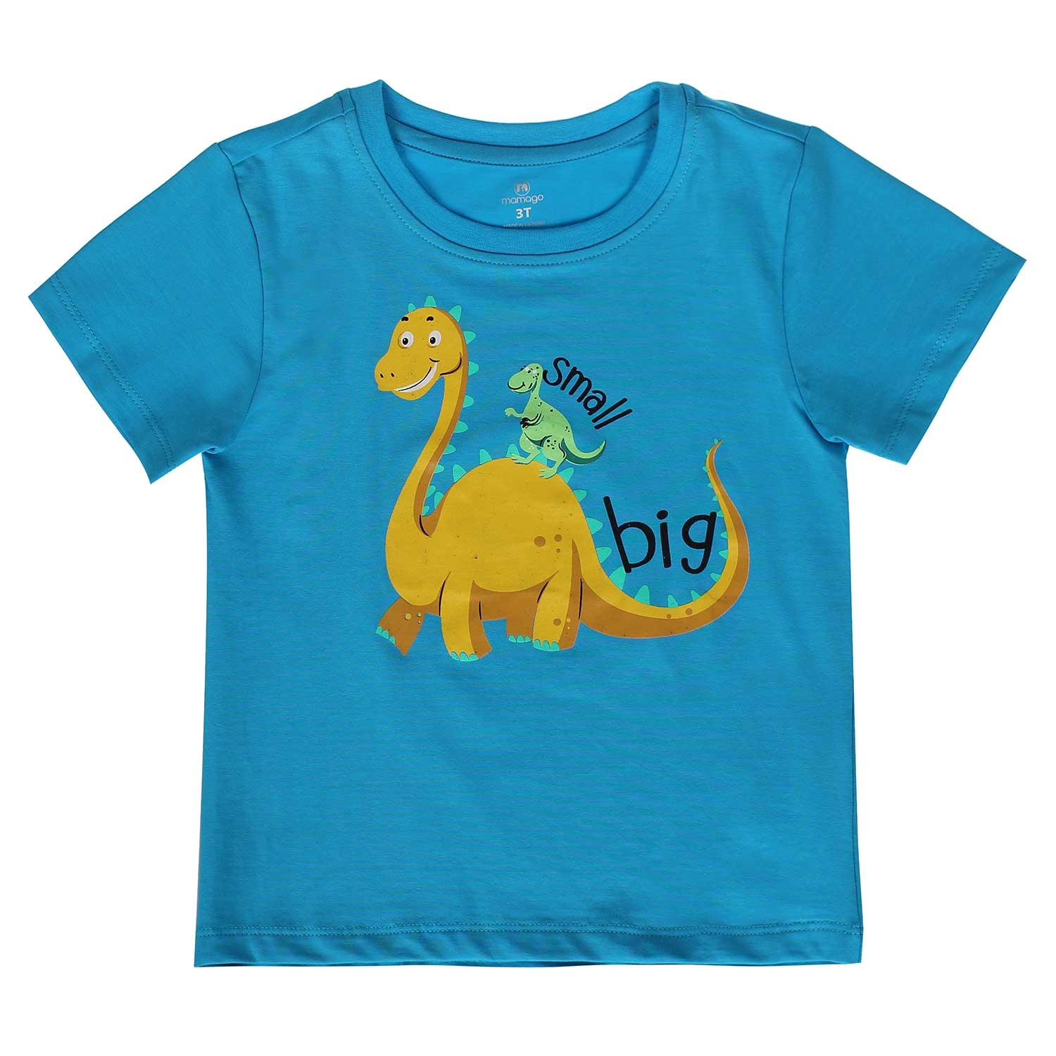 Áo cộc tay in hình khủng long mẹ con Mamago (Xanh) hình 2