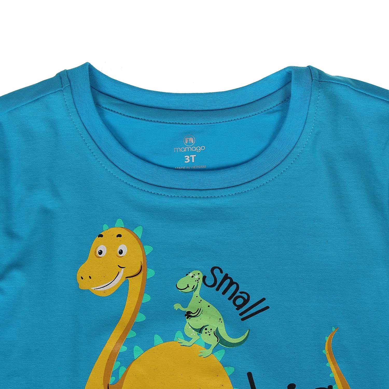 Áo cộc tay in hình khủng long mẹ con Mamago (Xanh) hình 1