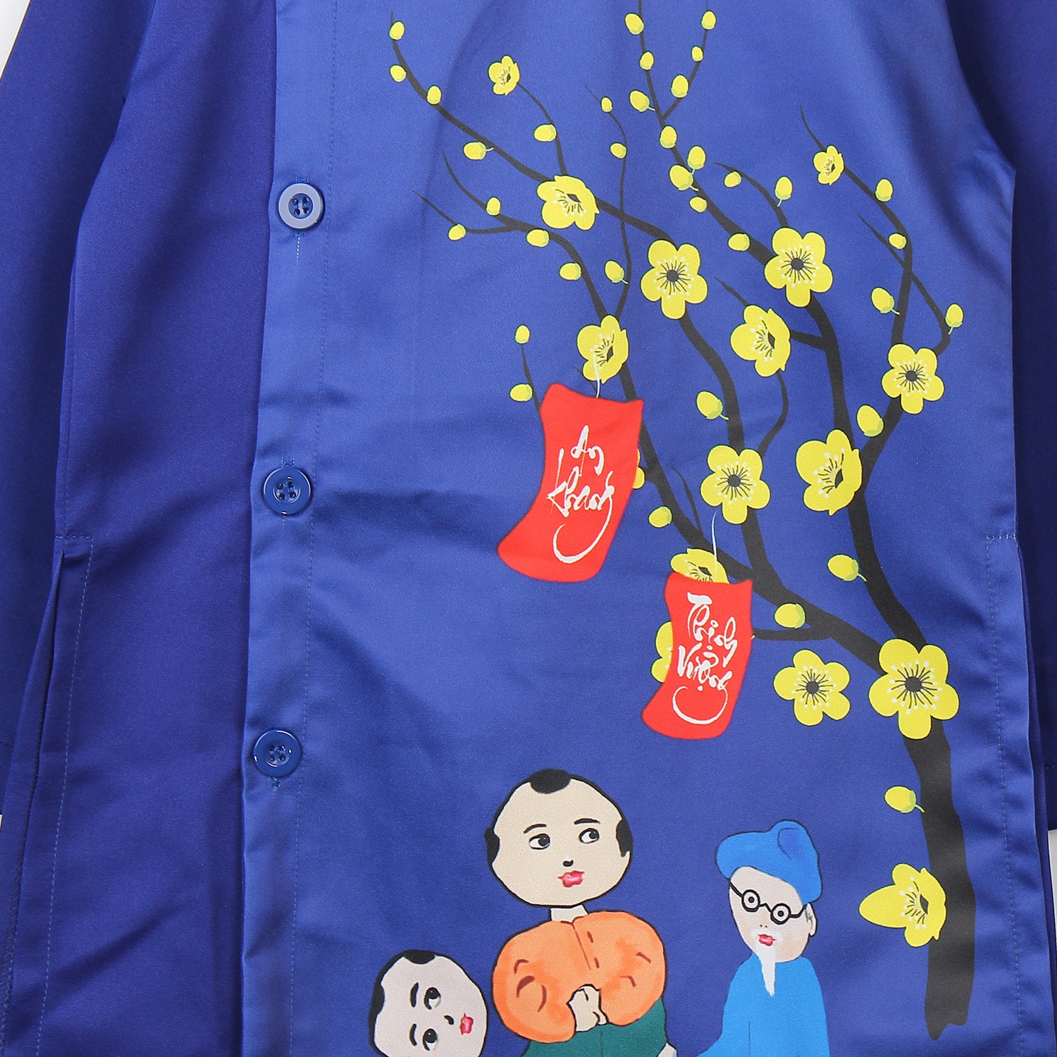 Áo dài tết cách tân bé trai Kiza in hình thầy đồ kèm câu đối HT18 hình 4