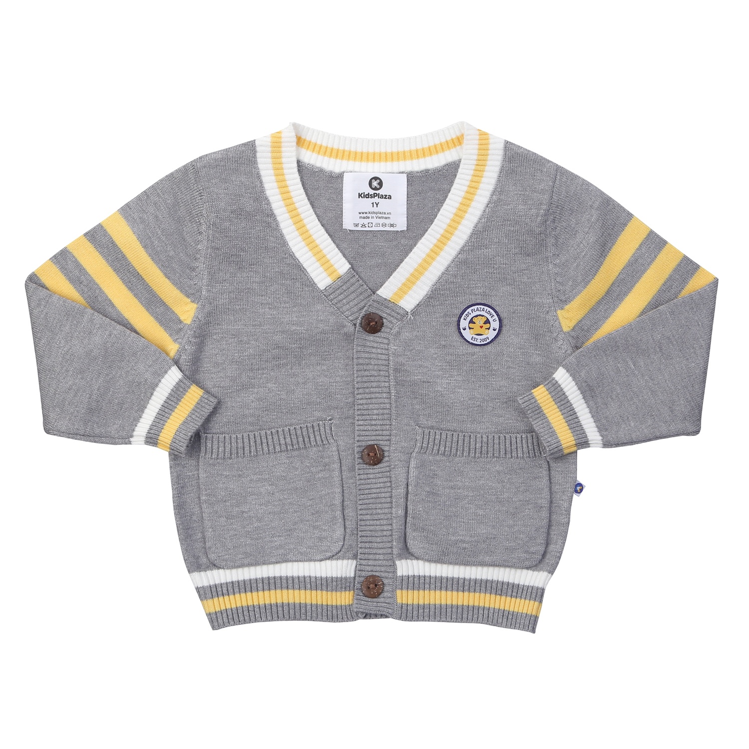 Áo len cho bé 3 sọc tay KidsPlaza HN24D (Màu ghi) hình 1