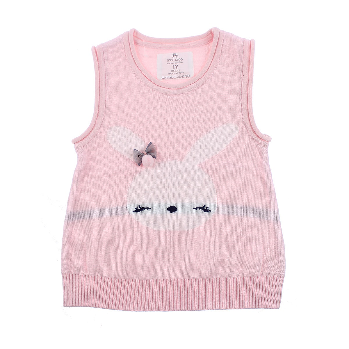 Áo len cho bé gái gile Mamago in hình mặt thỏ HN19D (Hồng) hình 1