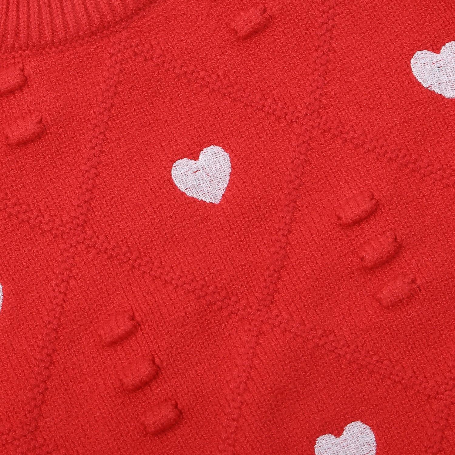 Áo len dài tay bé gái in hình trái tim KidsPlaza HN24D (Màu đỏ)