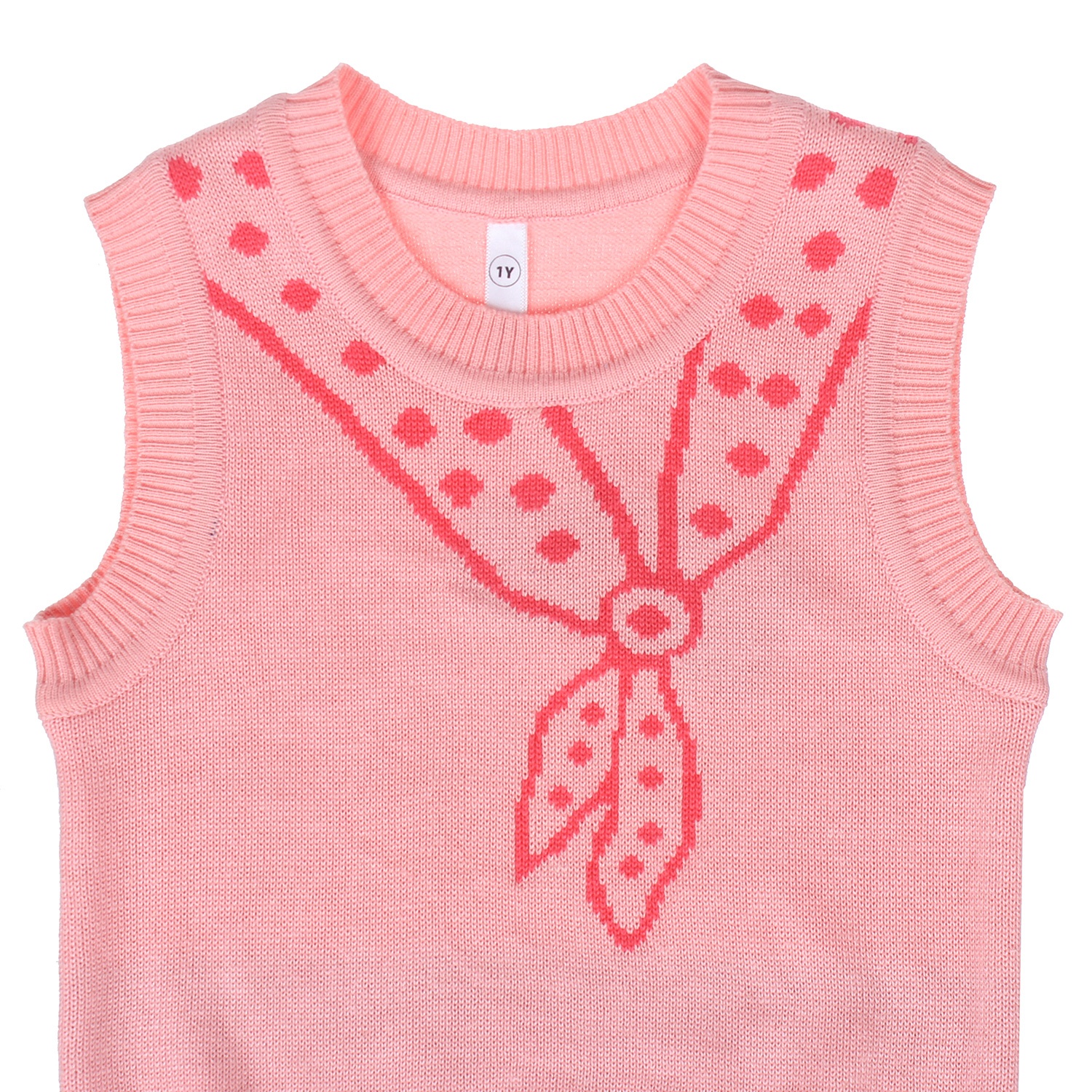 Áo len gile bé gái khăn quàng Mamago (Hồng phấn) hình 2