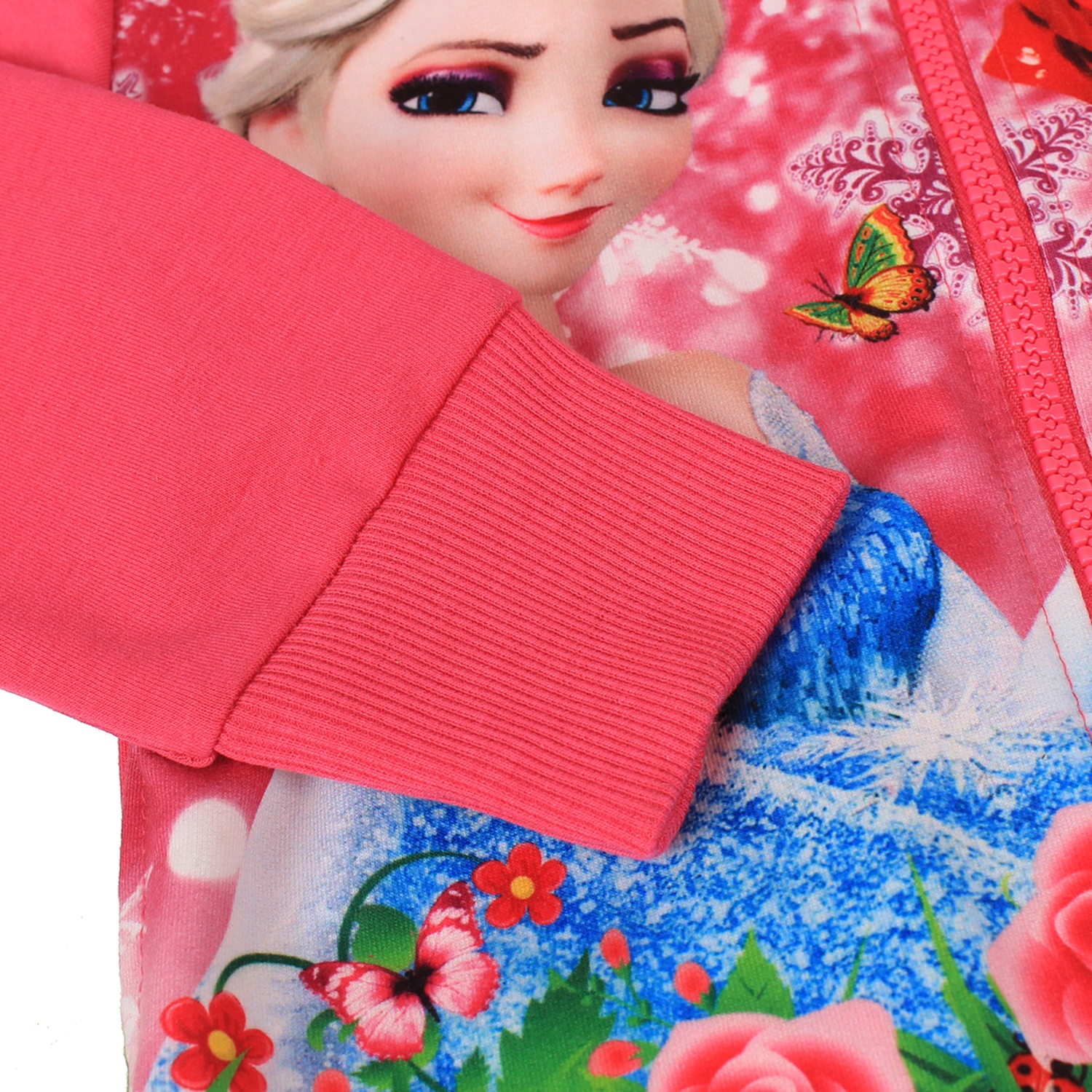 Áo nỉ bé gái khóa kéo có mũ in hình công chúa Elsa  hình 2