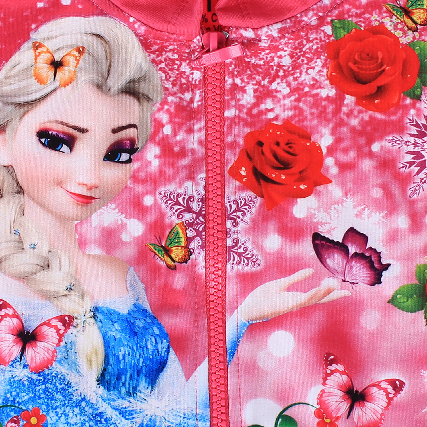 Áo nỉ bé gái khóa kéo có mũ in hình công chúa Elsa  hình 3