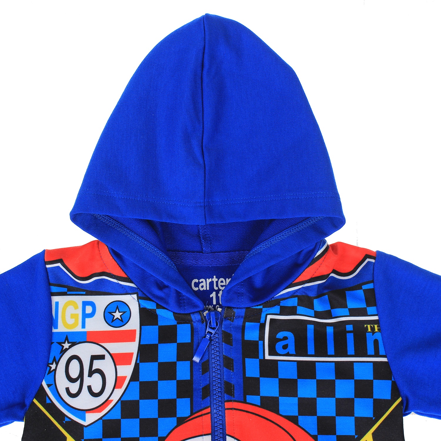 Áo nỉ bé trai khóa kéo có mũ in hình ô tô 3D hình 1