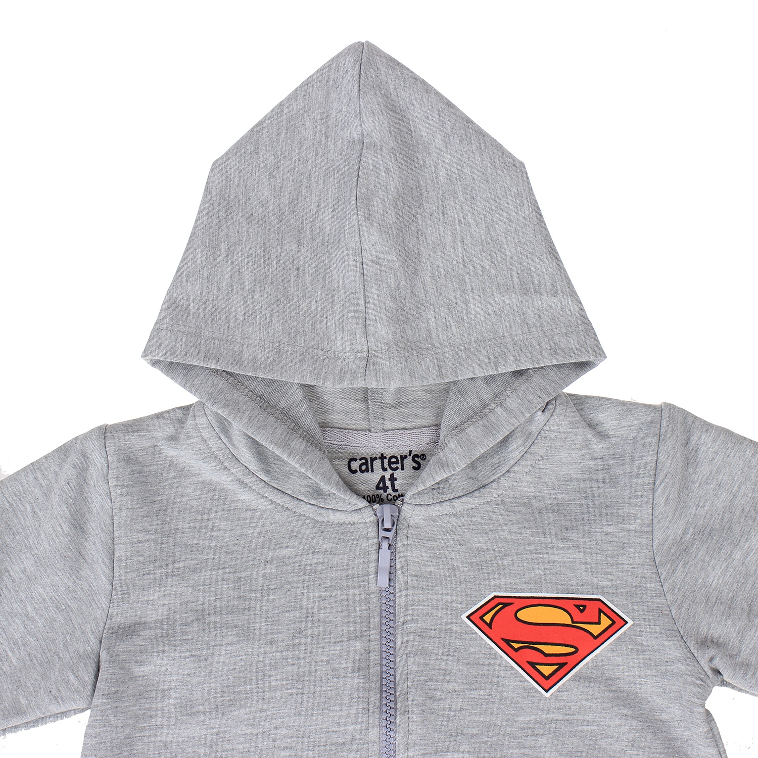 Áo nỉ bé trai khóa kéo có mũ in logo Superman hình 3