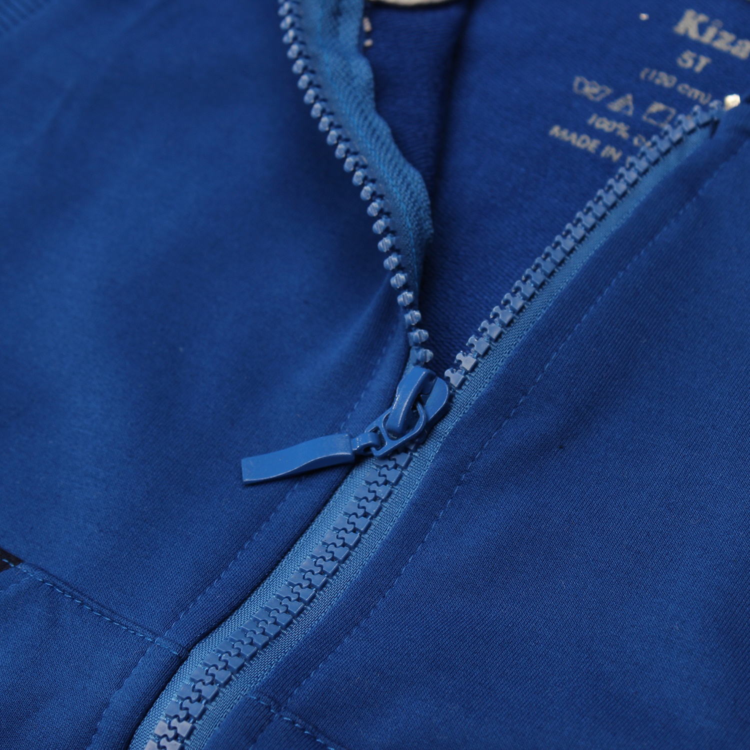 Áo nỉ da cá bé trai kéo khóa ba lỗ Kiza (Xanh) hình 2