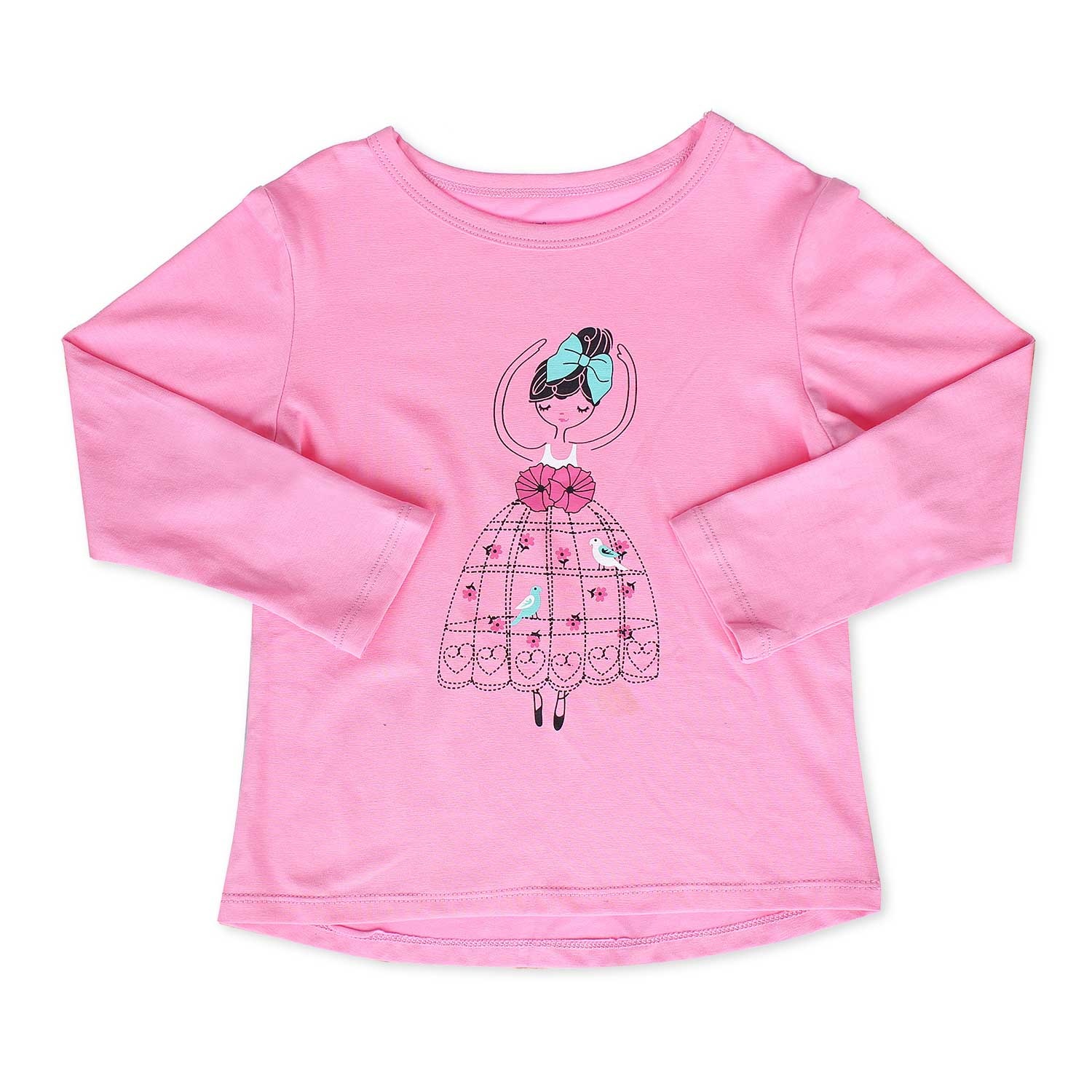 Áo tay dài bé gái in cô gái múa ballet Kiza (Hồng) hình 3