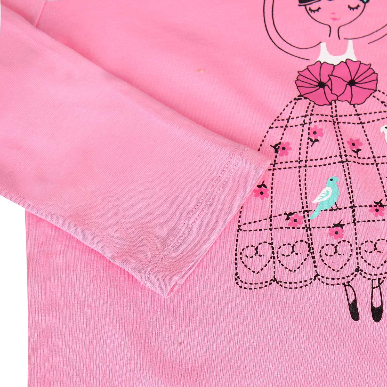 Áo tay dài bé gái in cô gái múa ballet Kiza (Hồng) hình 2