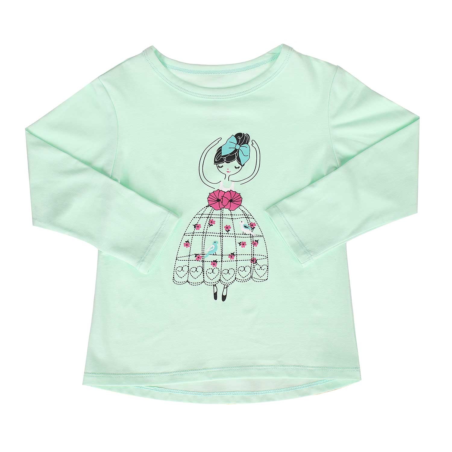Áo tay dài bé gái in cô gái múa ballet Kiza (Xanh) hình 3