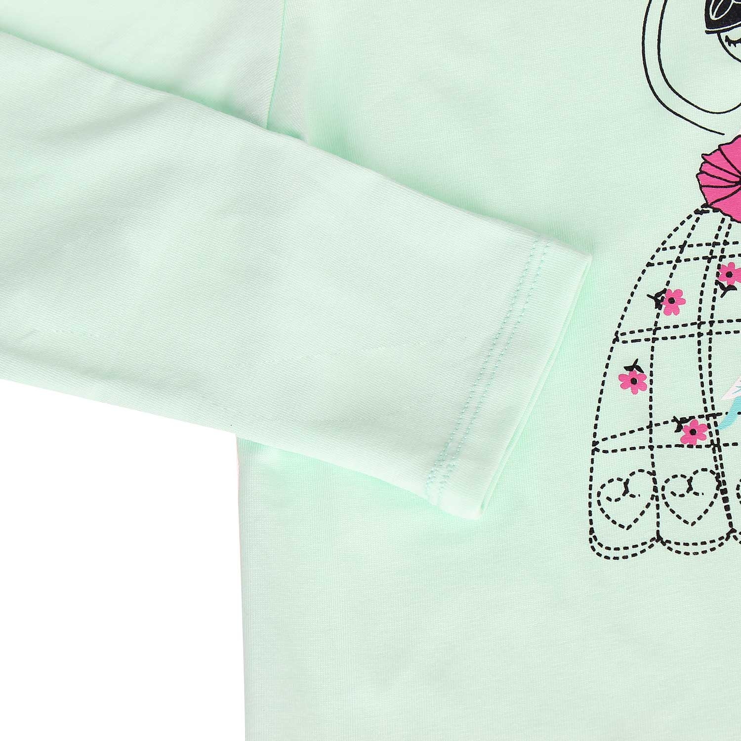 Áo tay dài bé gái in cô gái múa ballet Kiza (Xanh) hình 2