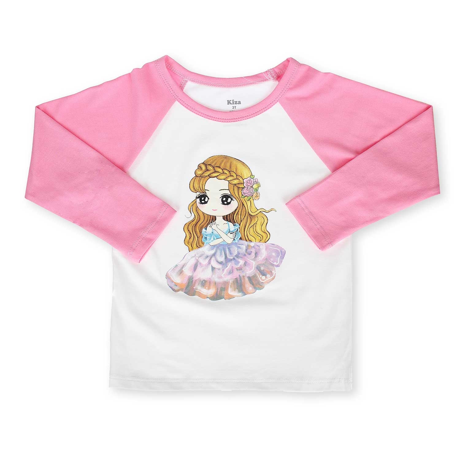 Áo tay dài bé gái in công chúa Kiza (Hồng) hình 1