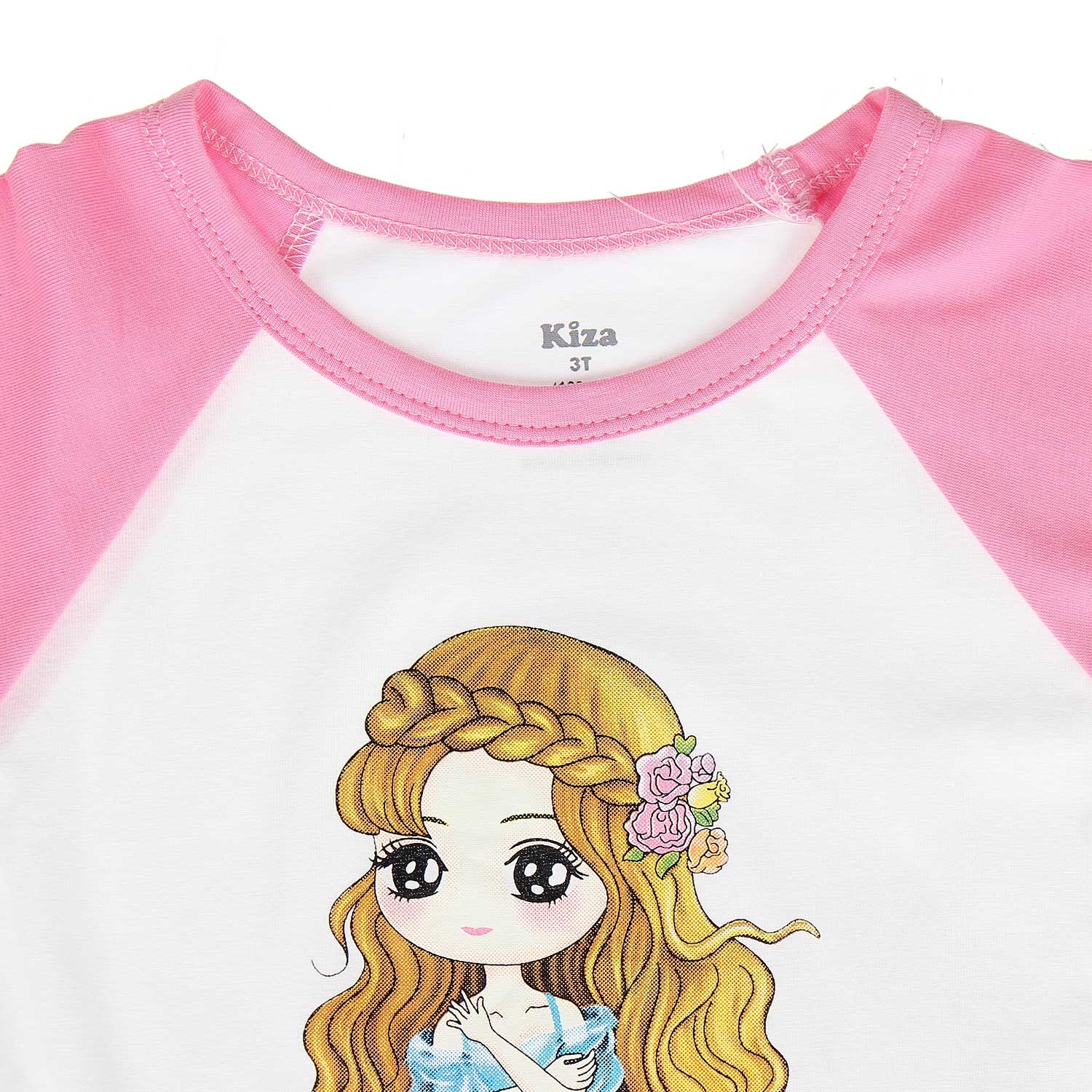 Áo tay dài bé gái in công chúa Kiza (Hồng) hình 3