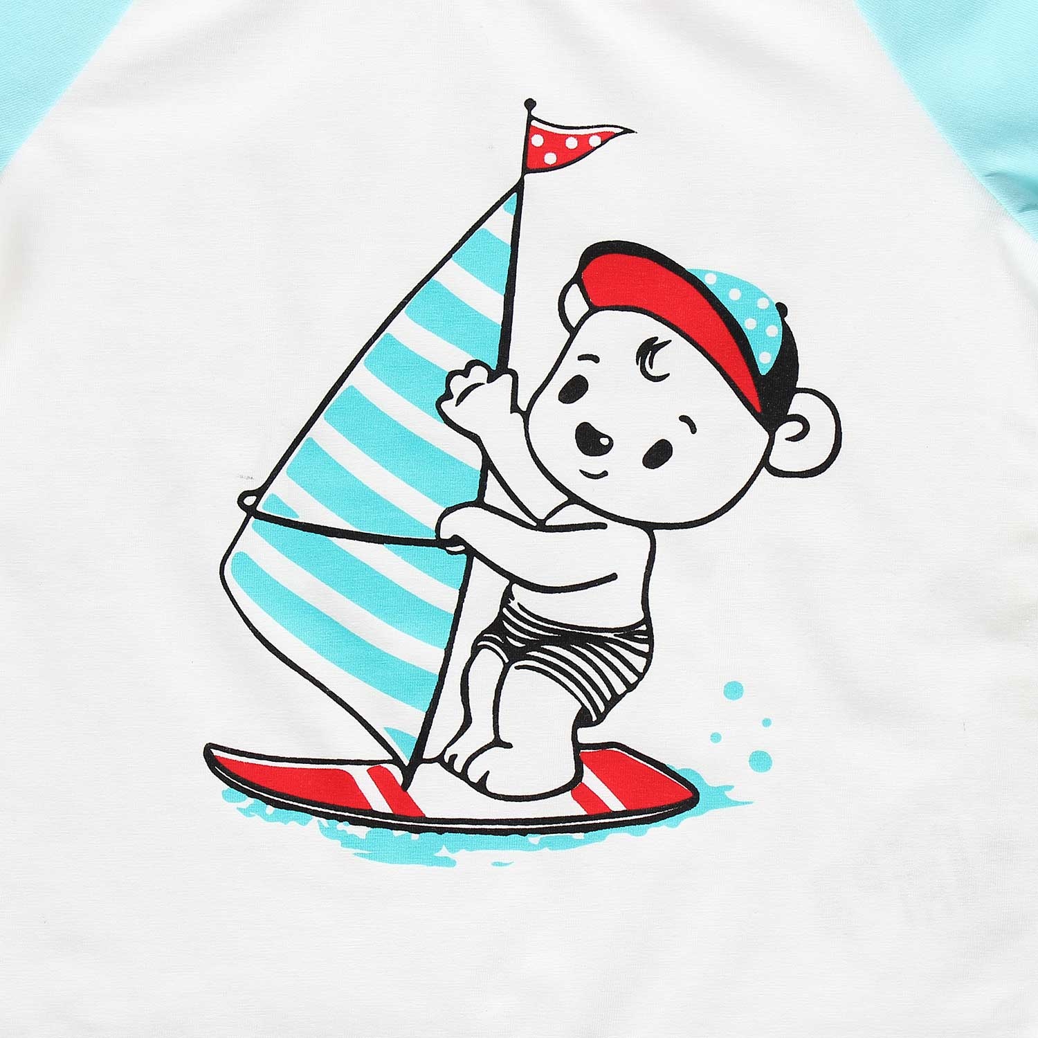 Áo tay dài bé trai in chú gấu lướt ván Mamago (xanh) hình 2