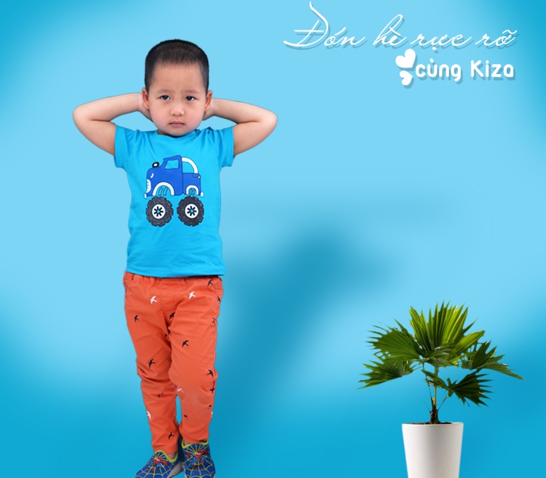 Áo tay ngắn bé trai in hình máy cày Kiza  hình 2