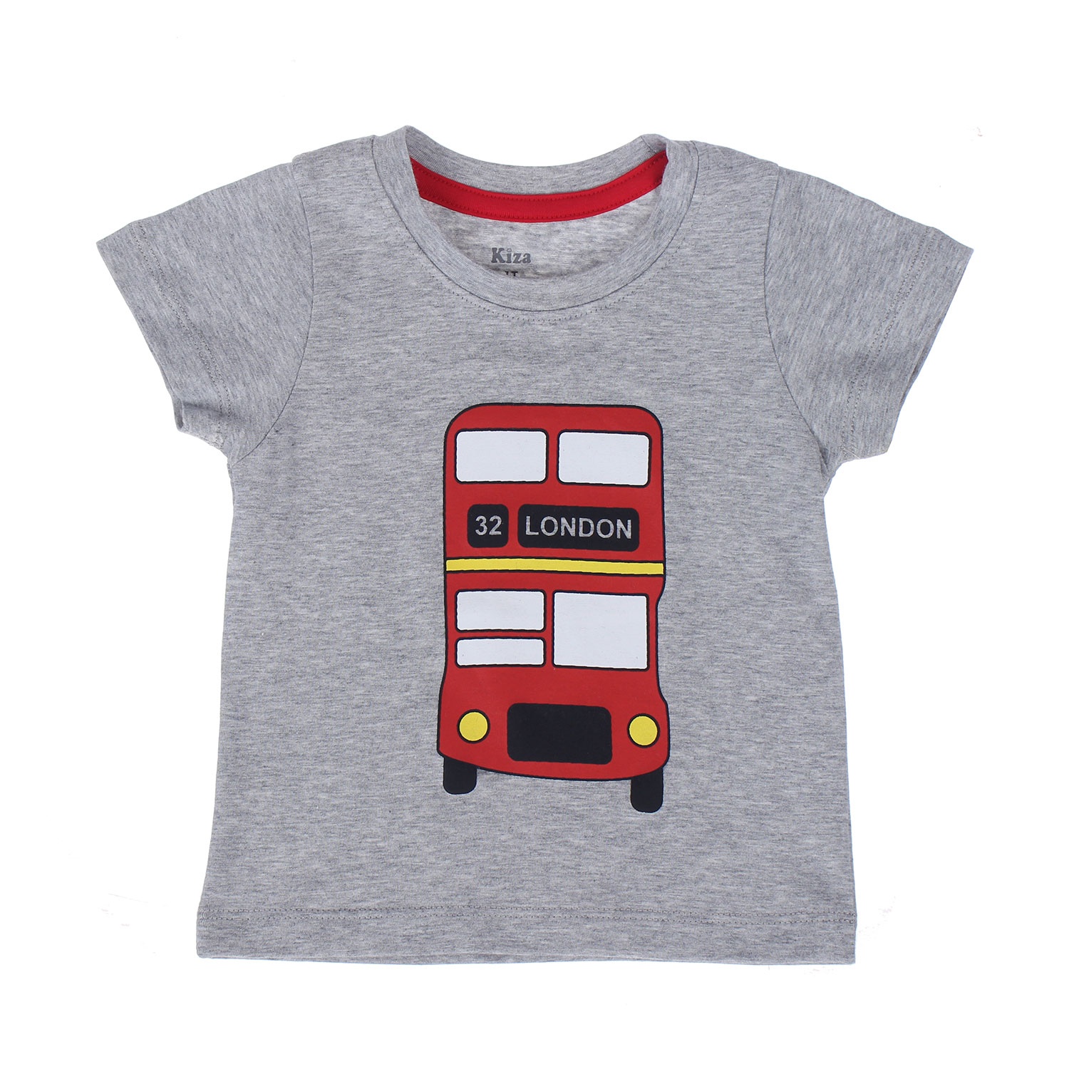 Áo tay ngắn bé trai in hình xe bus hai tầng Kiza (màu ghi) hình 1