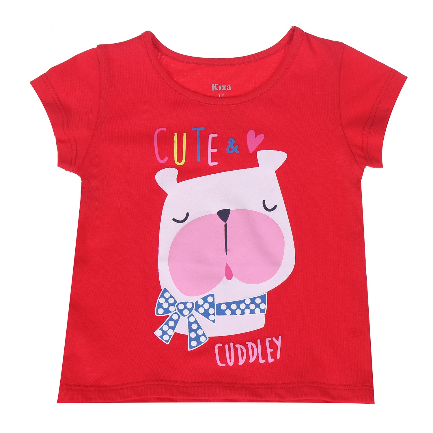 Áo tay ngắn in hình chú chó đeo nơ Kiza (màu đỏ) hình 3