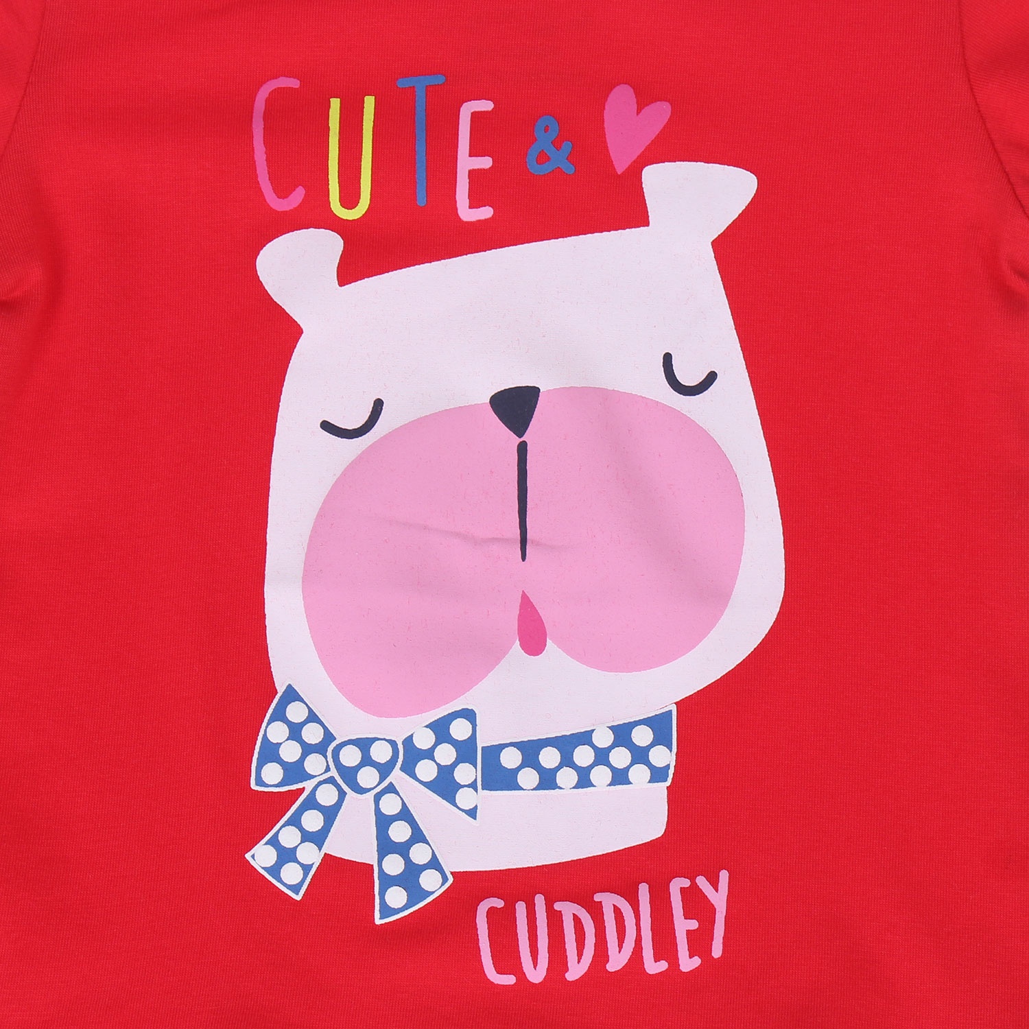 Áo tay ngắn in hình chú chó đeo nơ Kiza (màu đỏ) hình 2