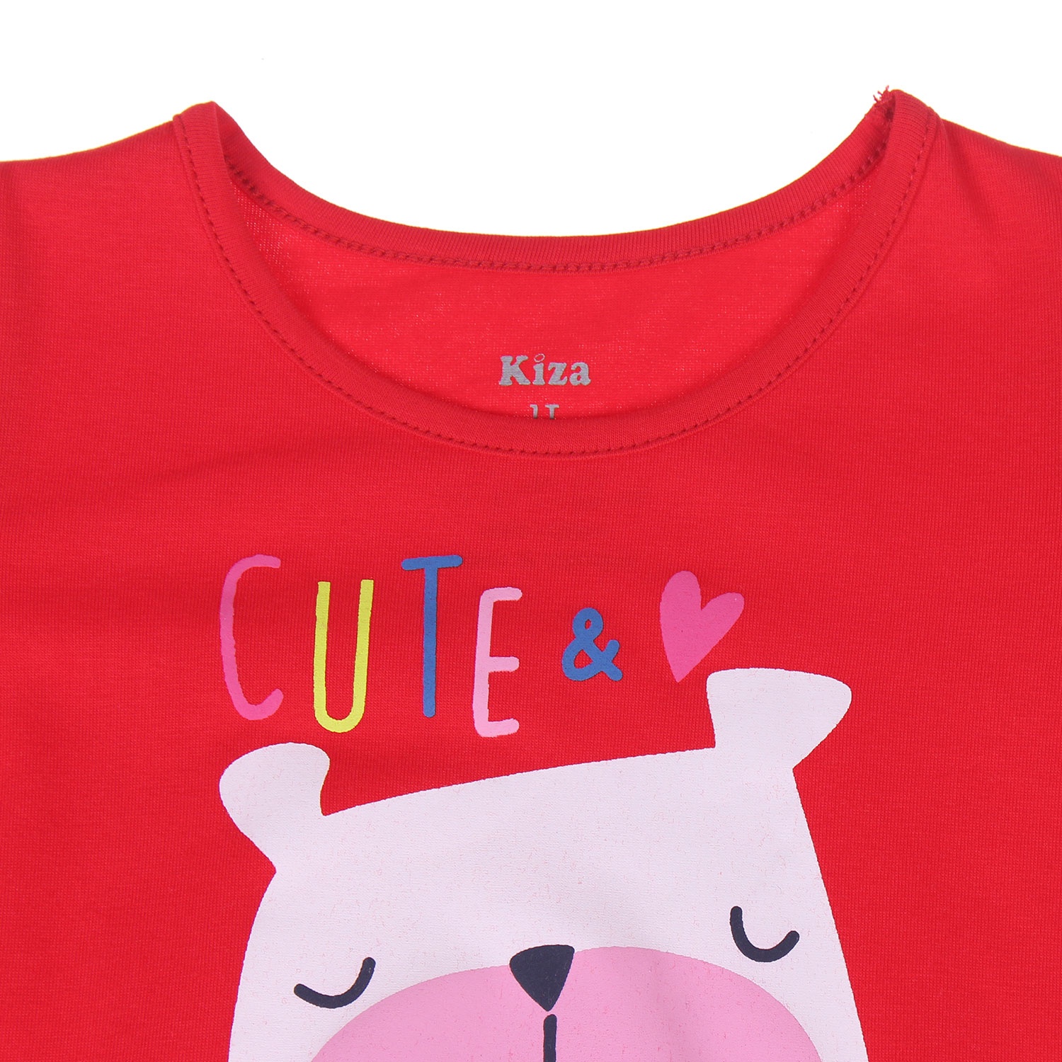 Áo tay ngắn in hình chú chó đeo nơ Kiza (màu đỏ) hình 1