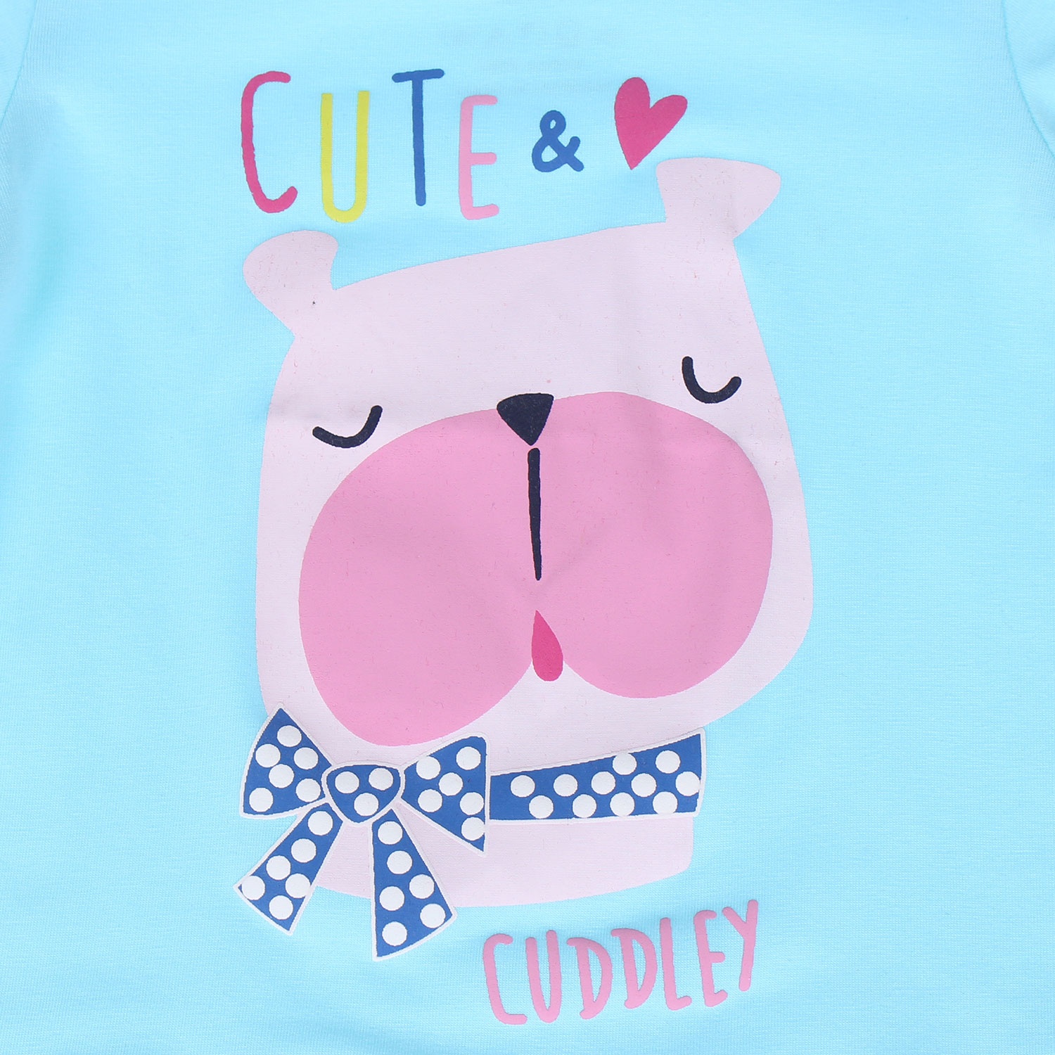 Áo tay ngắn in hình chú chó đeo nơ Kiza (màu xanh) hình 1