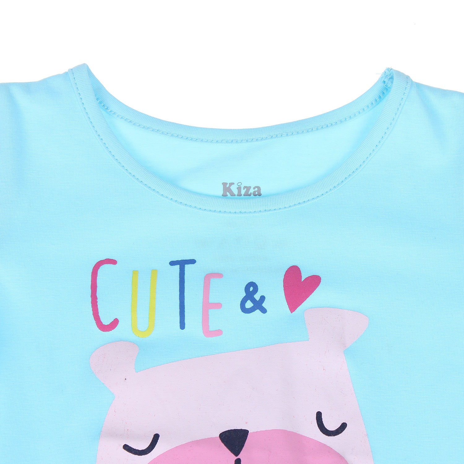 Áo tay ngắn in hình chú chó đeo nơ Kiza (màu xanh) hình 2