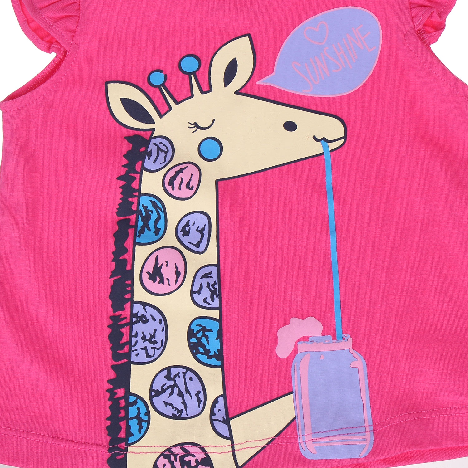 Áo tay ngắn tay nheo in hình chú Hươu Kiza (màu hồng) hình 2