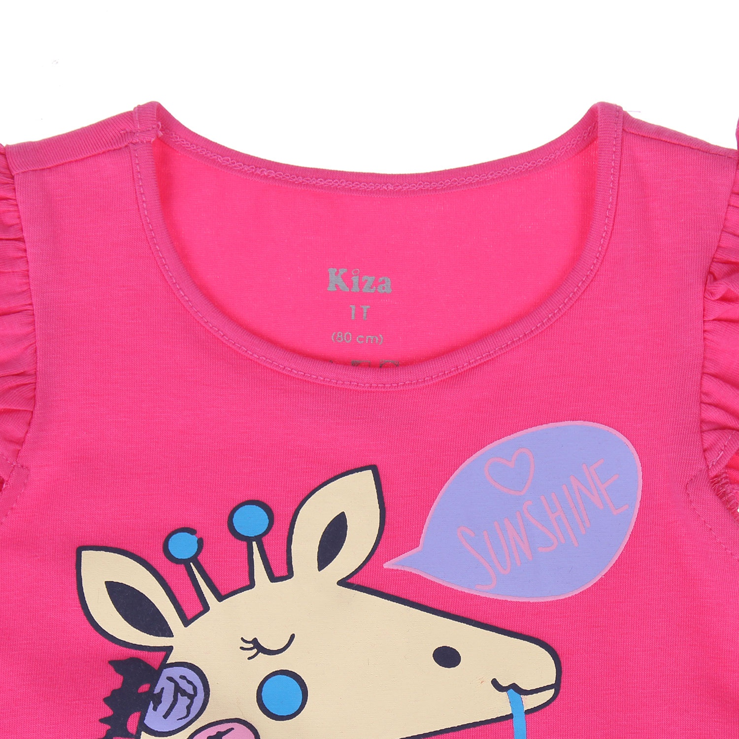 Áo tay ngắn tay nheo in hình chú Hươu Kiza (màu hồng) hình 3
