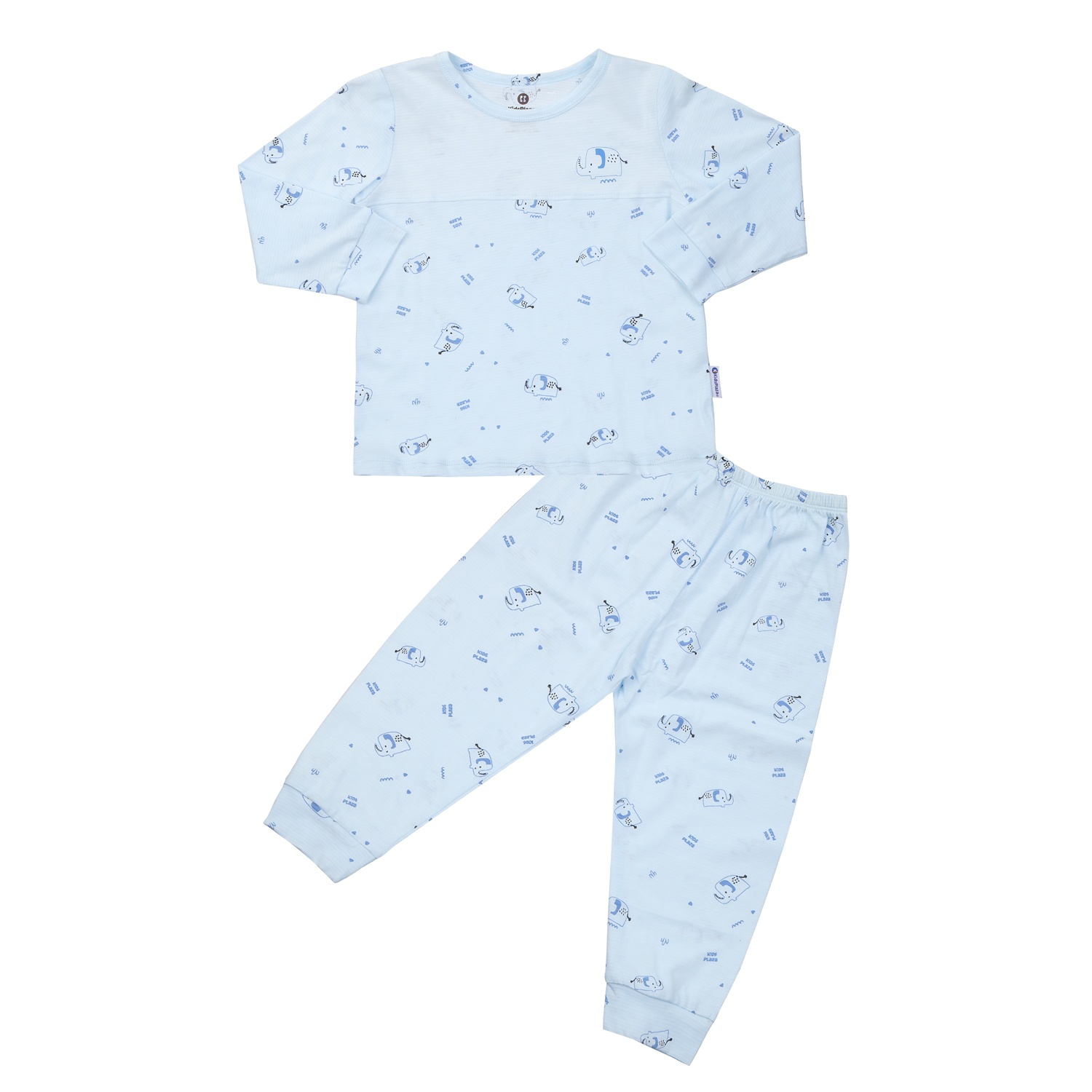 Bộ quần áo dài bé trai Kids Plaza kẻ in voi M24T (Xanh dương) hình 1