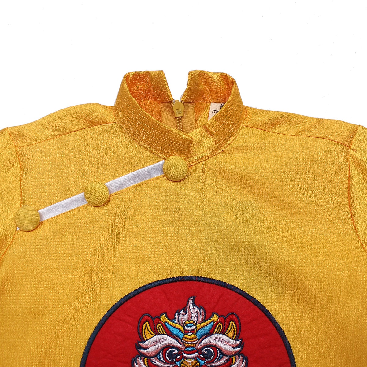 Bộ áo dài tết bé trai Mamago thêu hình chú lân M19D (Vàng) hình 3