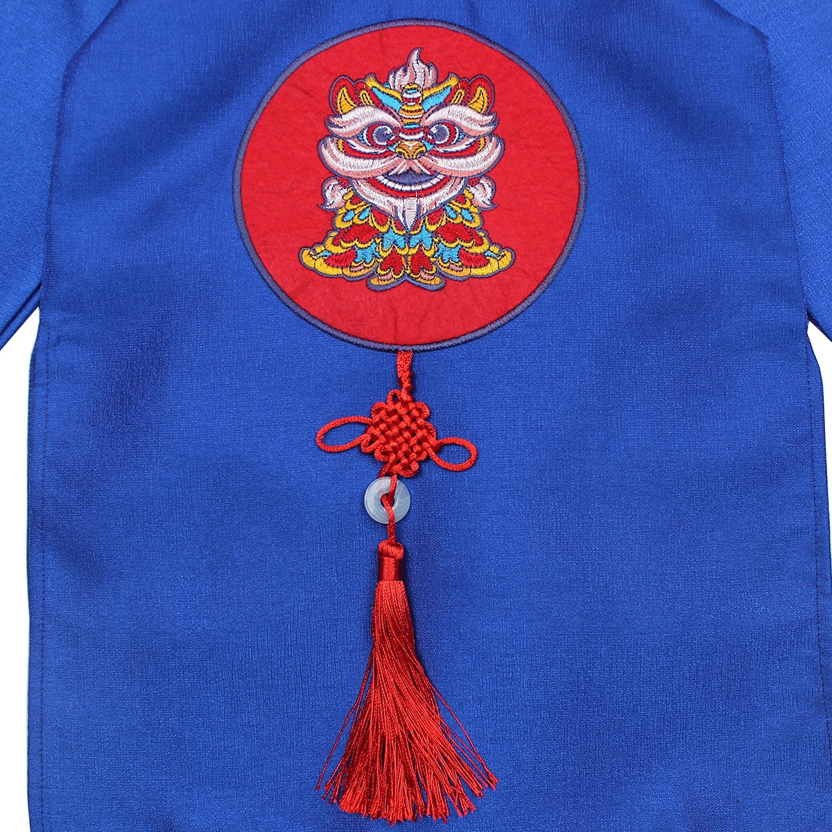 Bộ áo dài tết bé trai Mamago thêu hình chú lân M19D (Xanh) hình 5