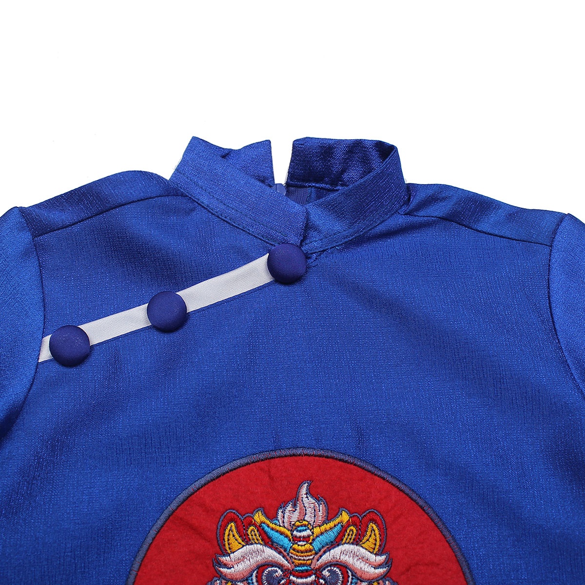 Bộ áo dài tết bé trai Mamago thêu hình chú lân M19D (Xanh) hình 3