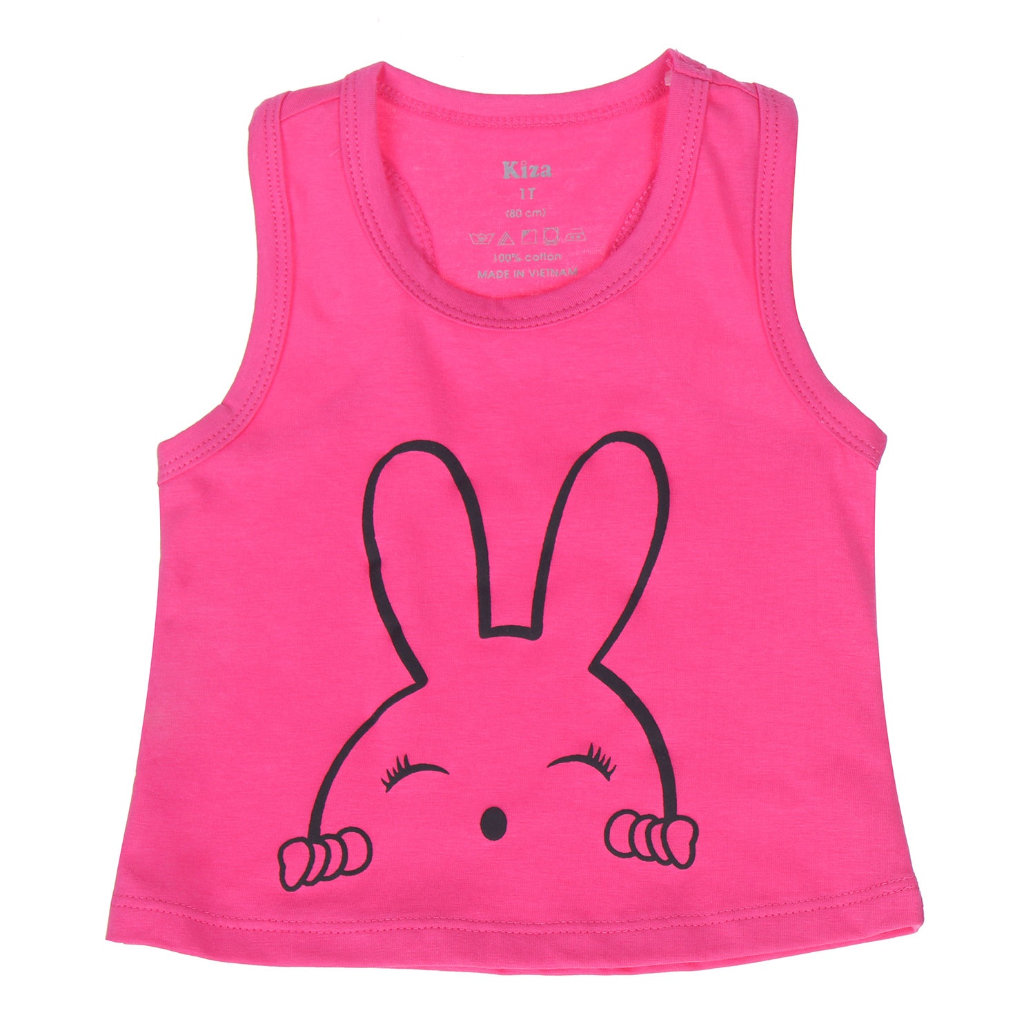 Bộ ba lỗ in hình chú thỏ mắt híp Kiza (màu hồng đậm)  hình 2