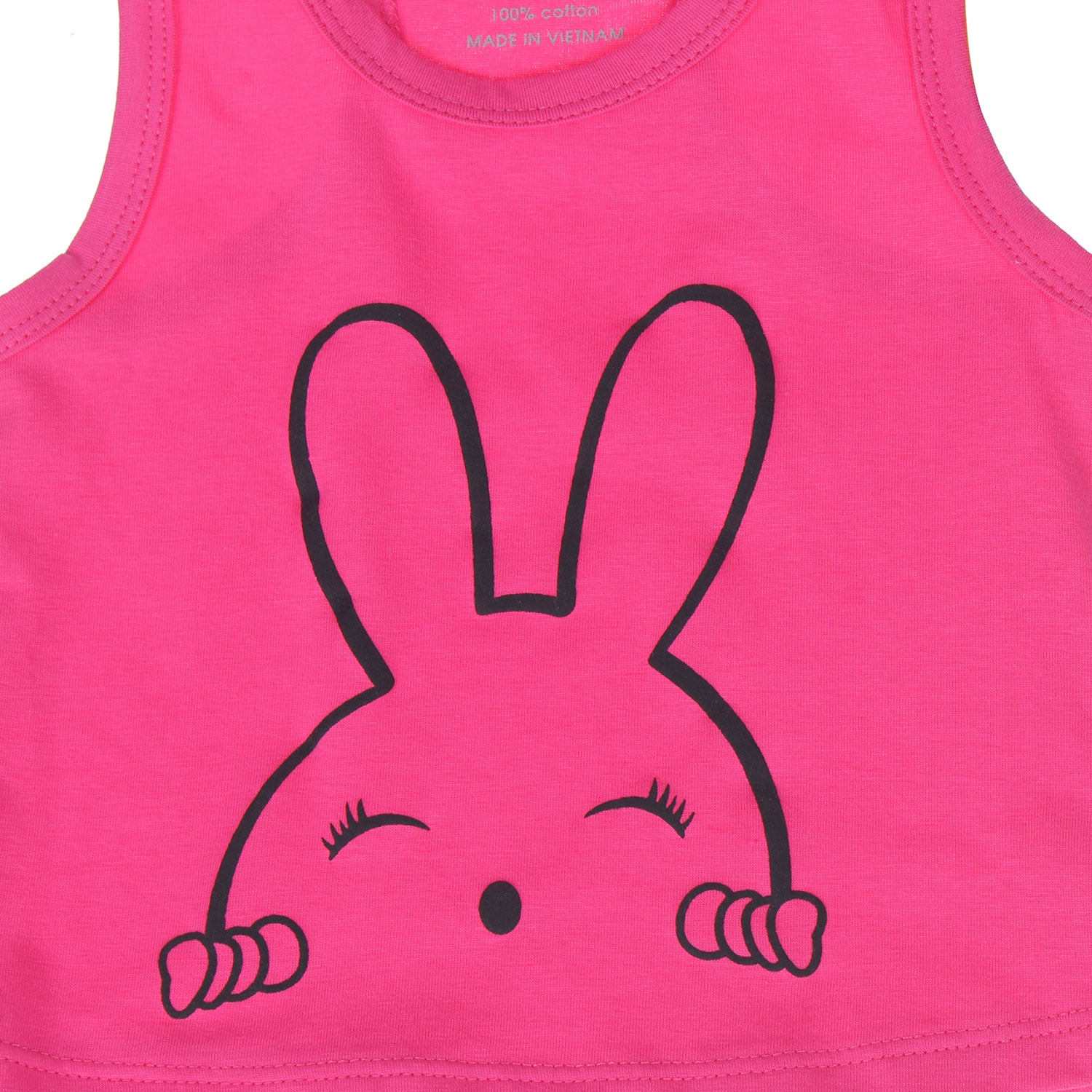 Bộ ba lỗ in hình chú thỏ mắt híp Kiza (màu hồng đậm)  hình 3