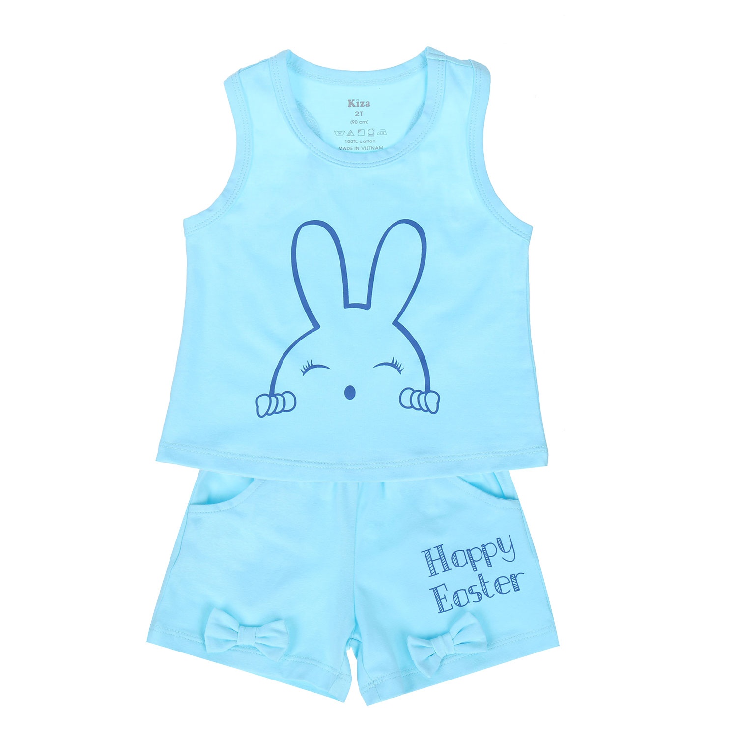 Bộ ba lỗ in hình chú thỏ mắt híp Kiza (màu xanh nhạt)  hình 1