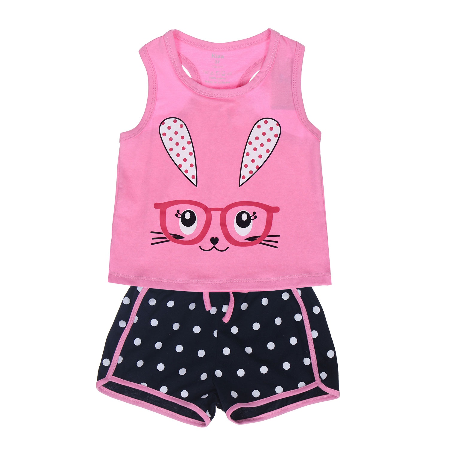 Bộ ba lỗ in hình chú thỏ xinh xắn Kiza (màu hồng)  hình 1