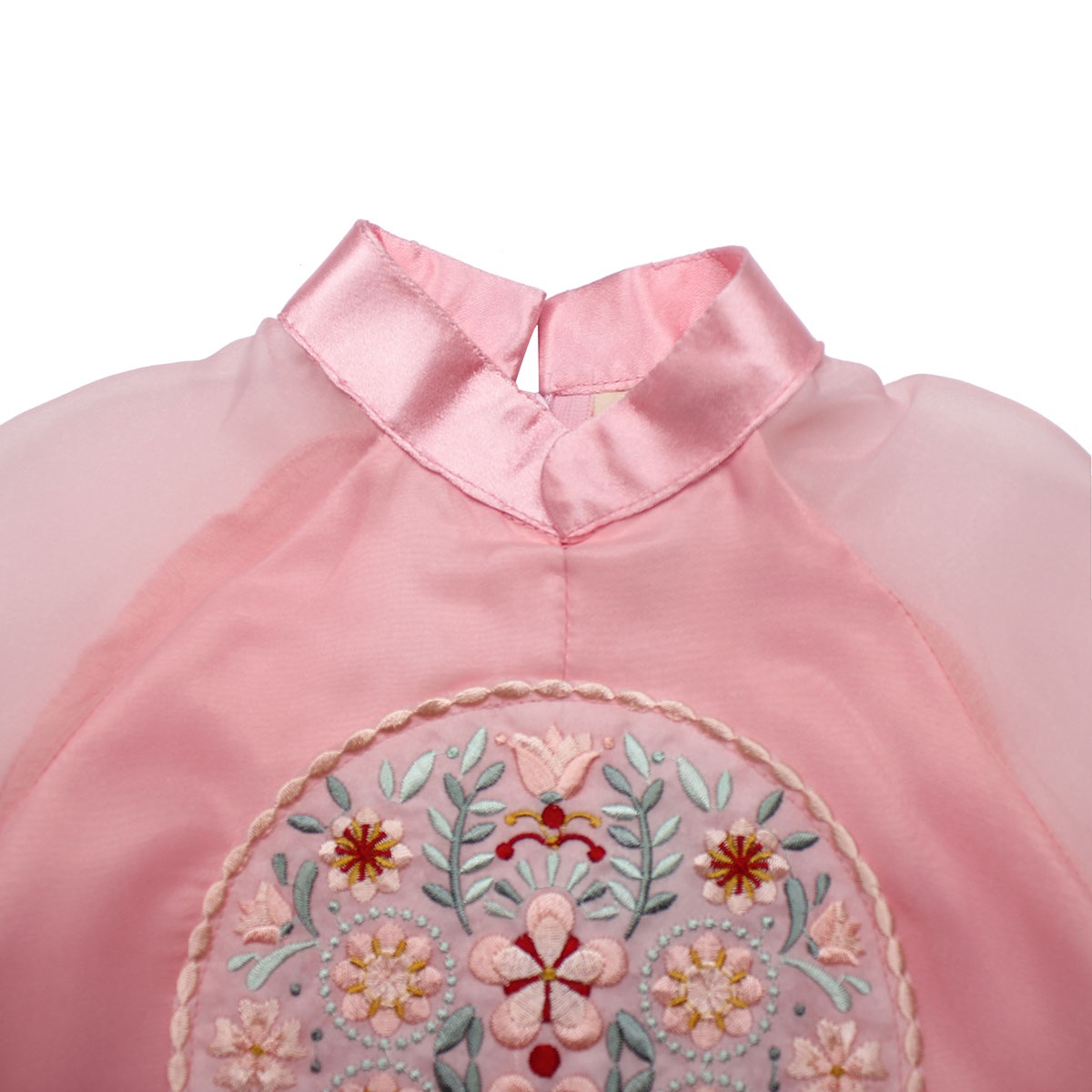 Bộ cách tân áo dài bé gái thêu hoa 4 tà M19D (Hồng) hình 2