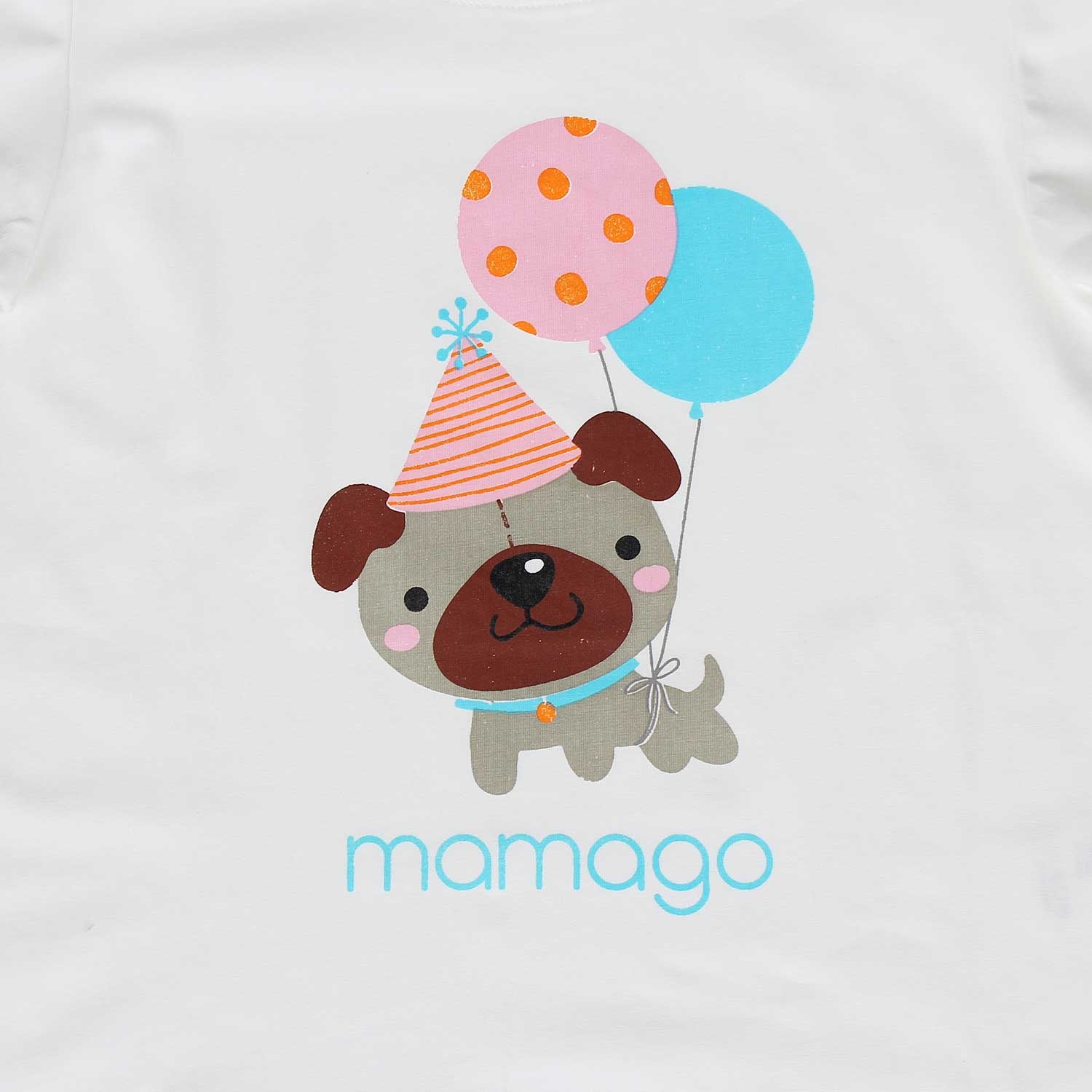 Bộ cộc tay bé gái in hình cún bóng bay Mamago Xanh hình 3