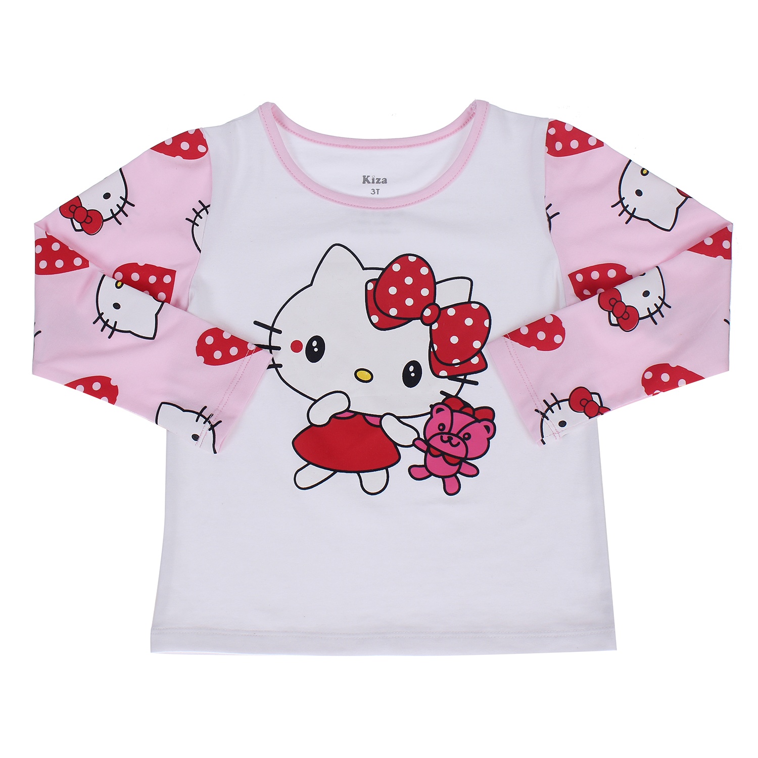 Bộ cotton tay dài in chú mèo Hello Kitty Kiza bé gái hình 2