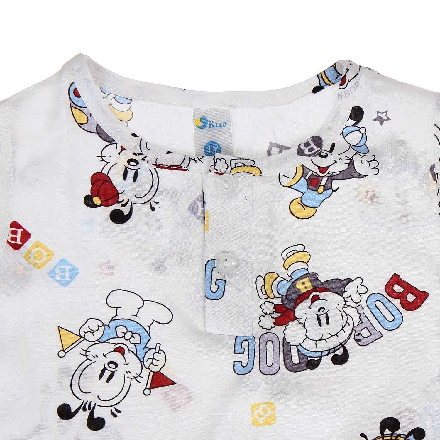 Bộ lanh ba lỗ bé trai in hình chú gấu đi ô tô Kiza hình 3