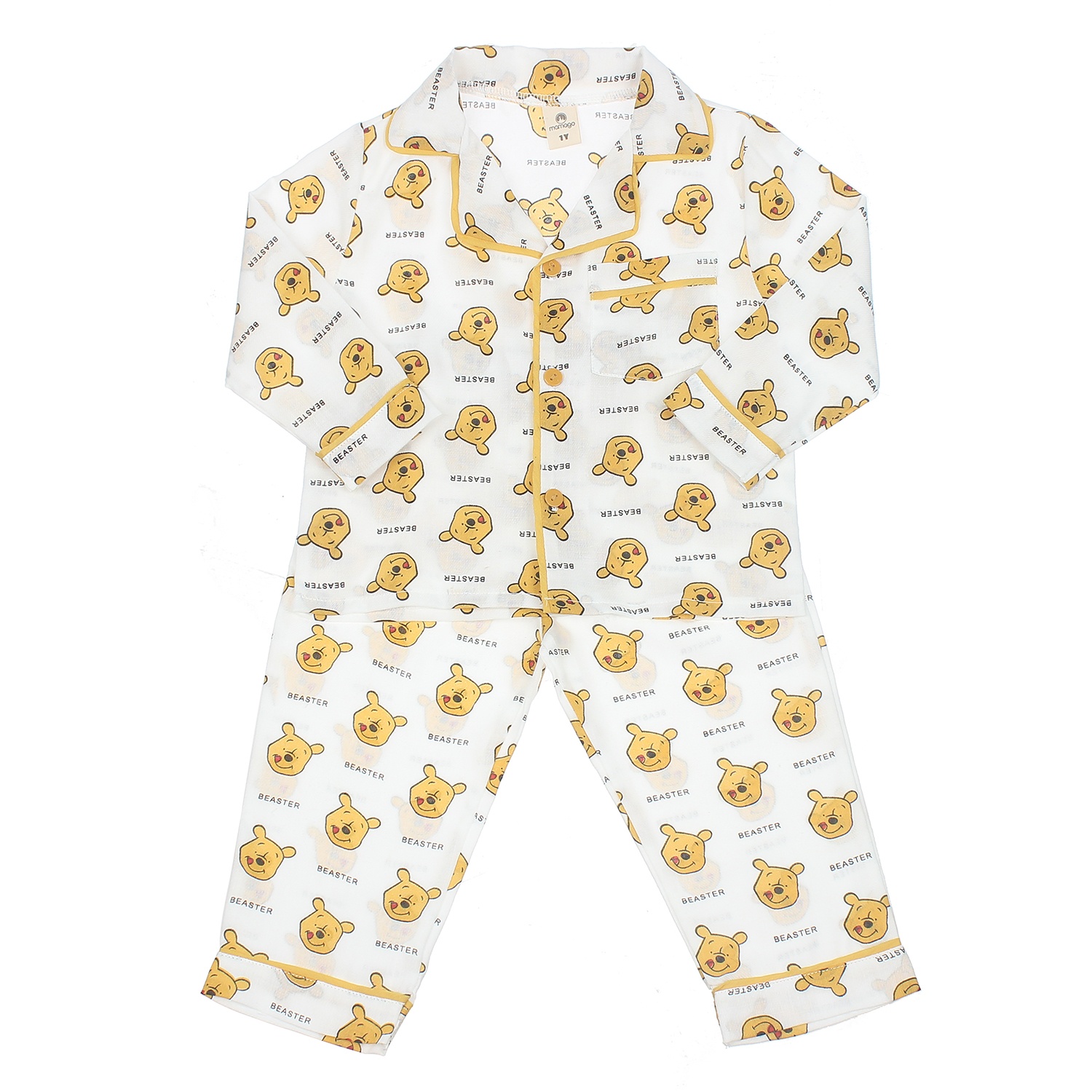 Bộ Mamago pijama dài tay gấu pu M20T 4Y (Trắng) hình 1