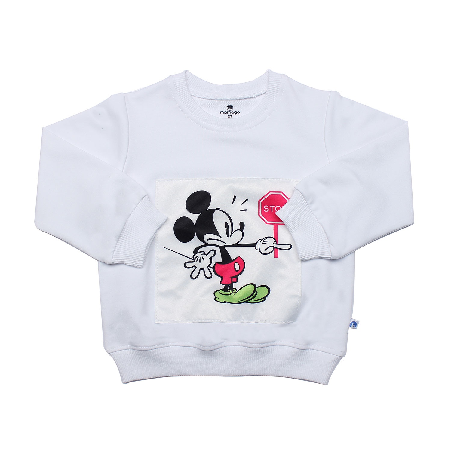 Bộ nỉ da cá bé trai Mamago HT19D in hình Mickey (Trắng xanh) hình 2