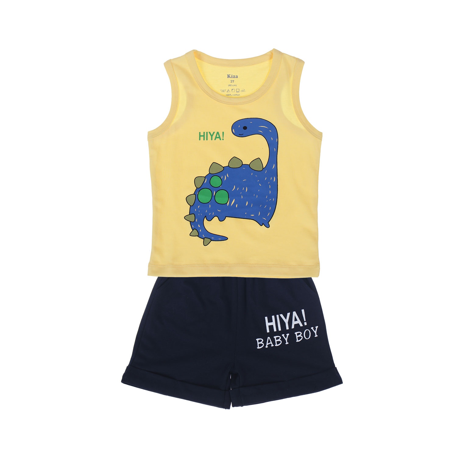 Bộ quần áo ba lỗ in hình chú khủng long Kiza (Màu vàng)  hình 1