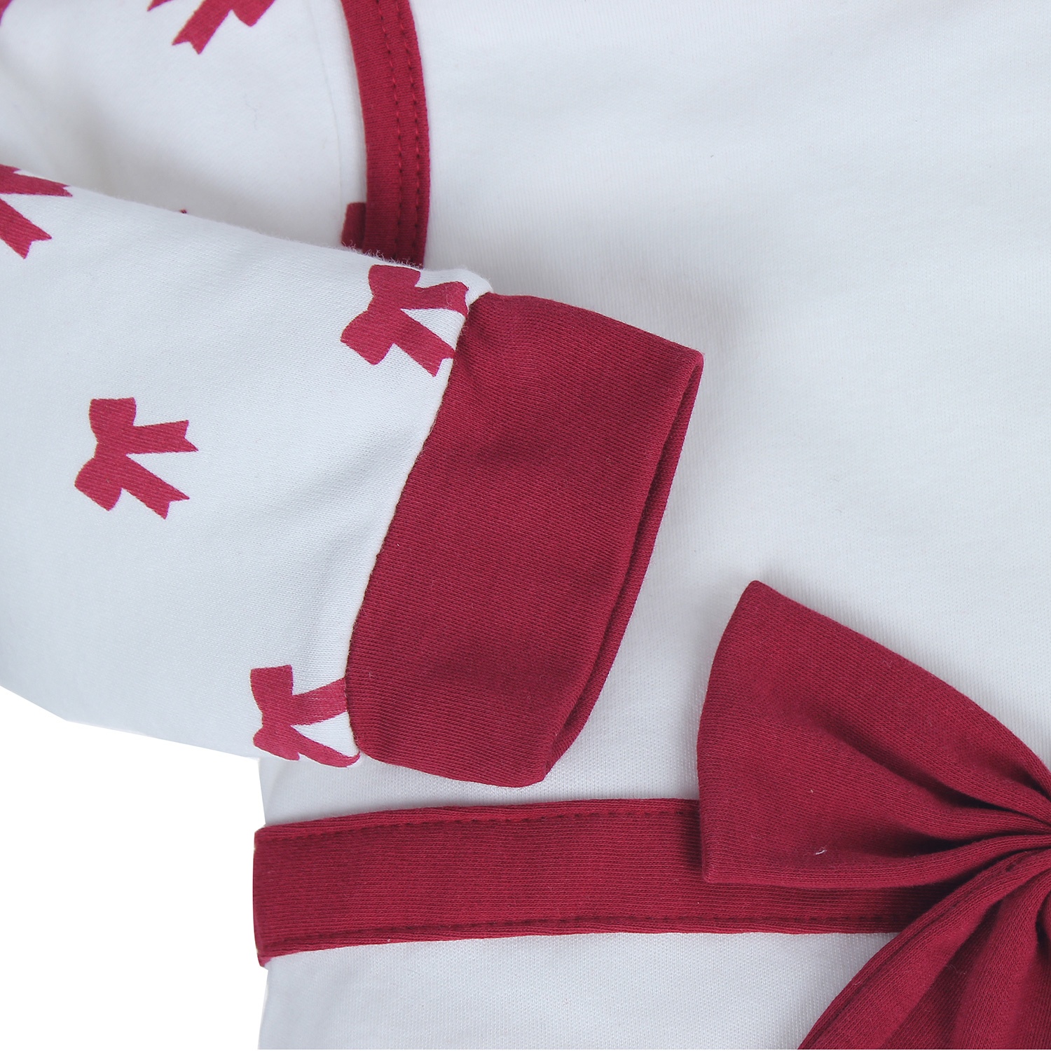 Bộ quần áo bé gái liền chân thêu nơ Mamago 3303 hình 2