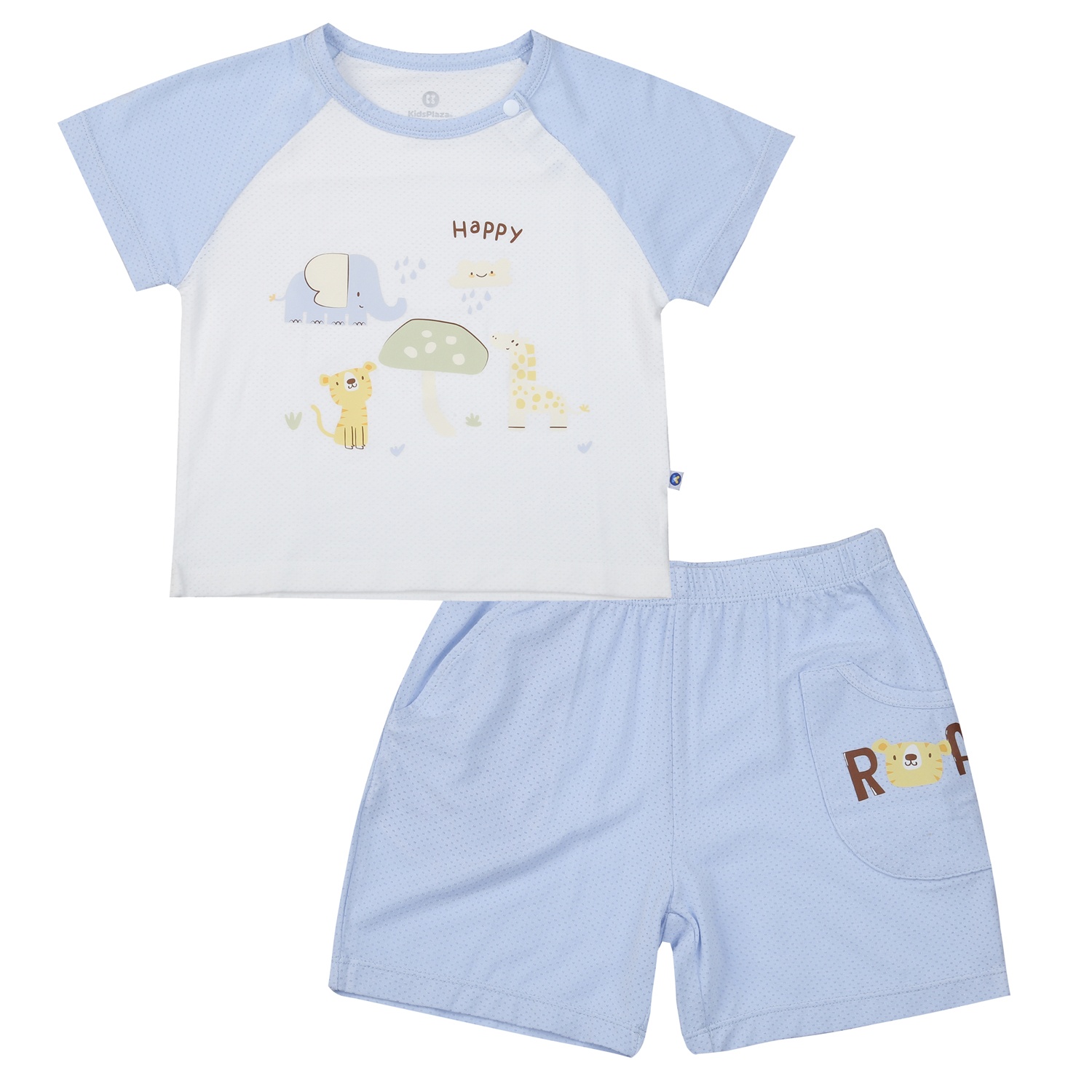 Bộ quần áo cộc bé trai KidsPlaza HN25H (Trắng Xanh) hình 1