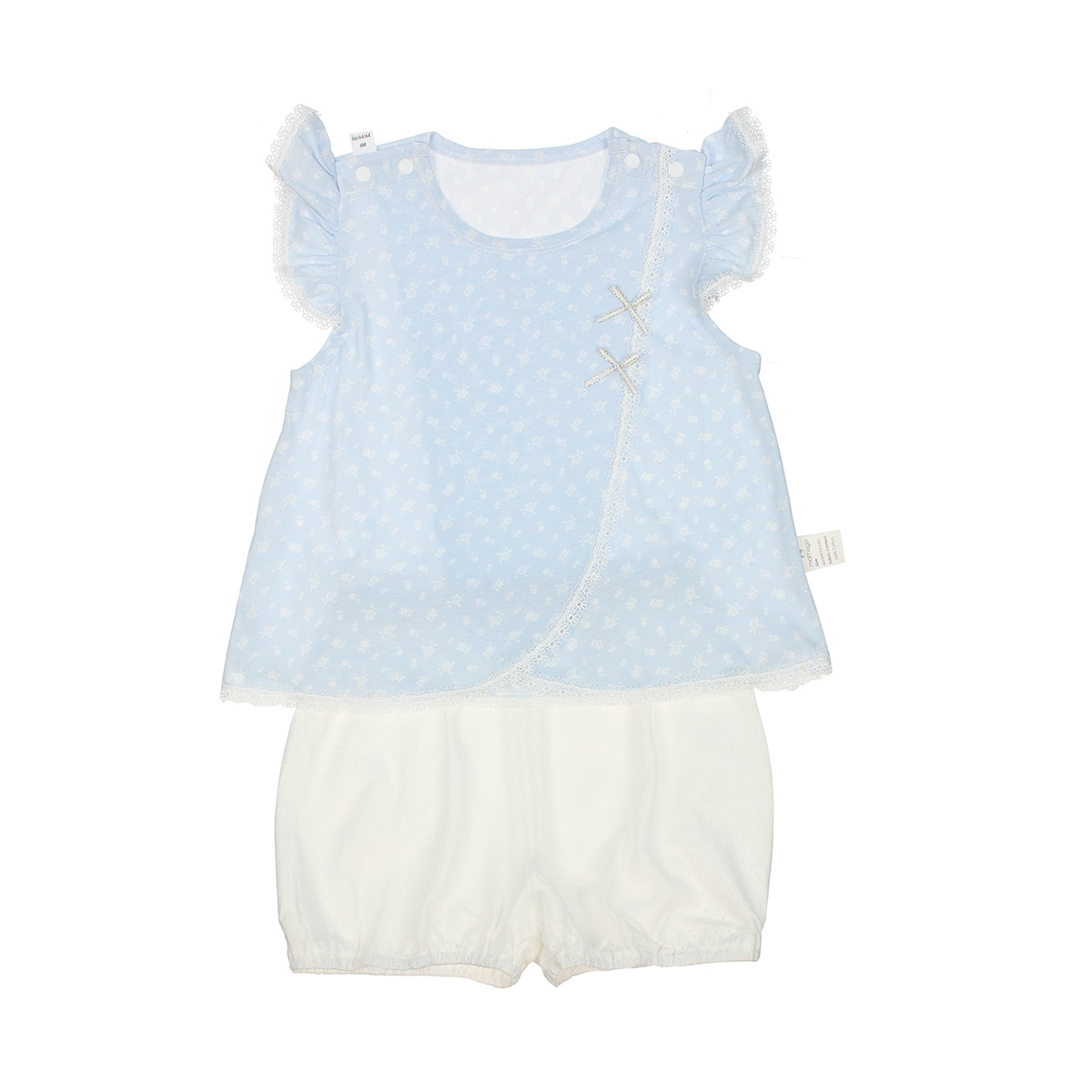 Bộ quần áo cộc tay bé gái Mamago tà vắt chéo M04 (Xanh) 24M hình 1