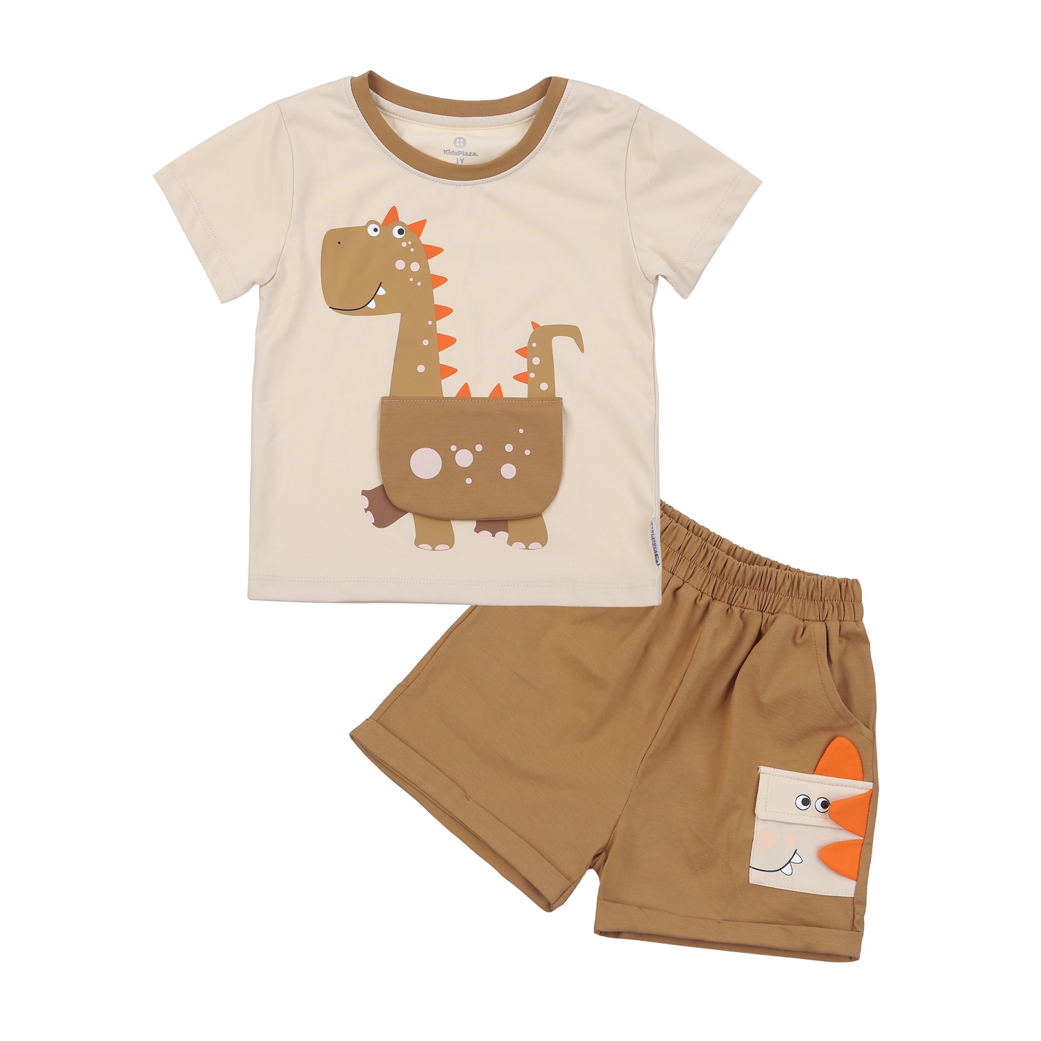 Bộ quần áo cộc tay KidsPlaza in khủng long TT24H (Màu nâu)