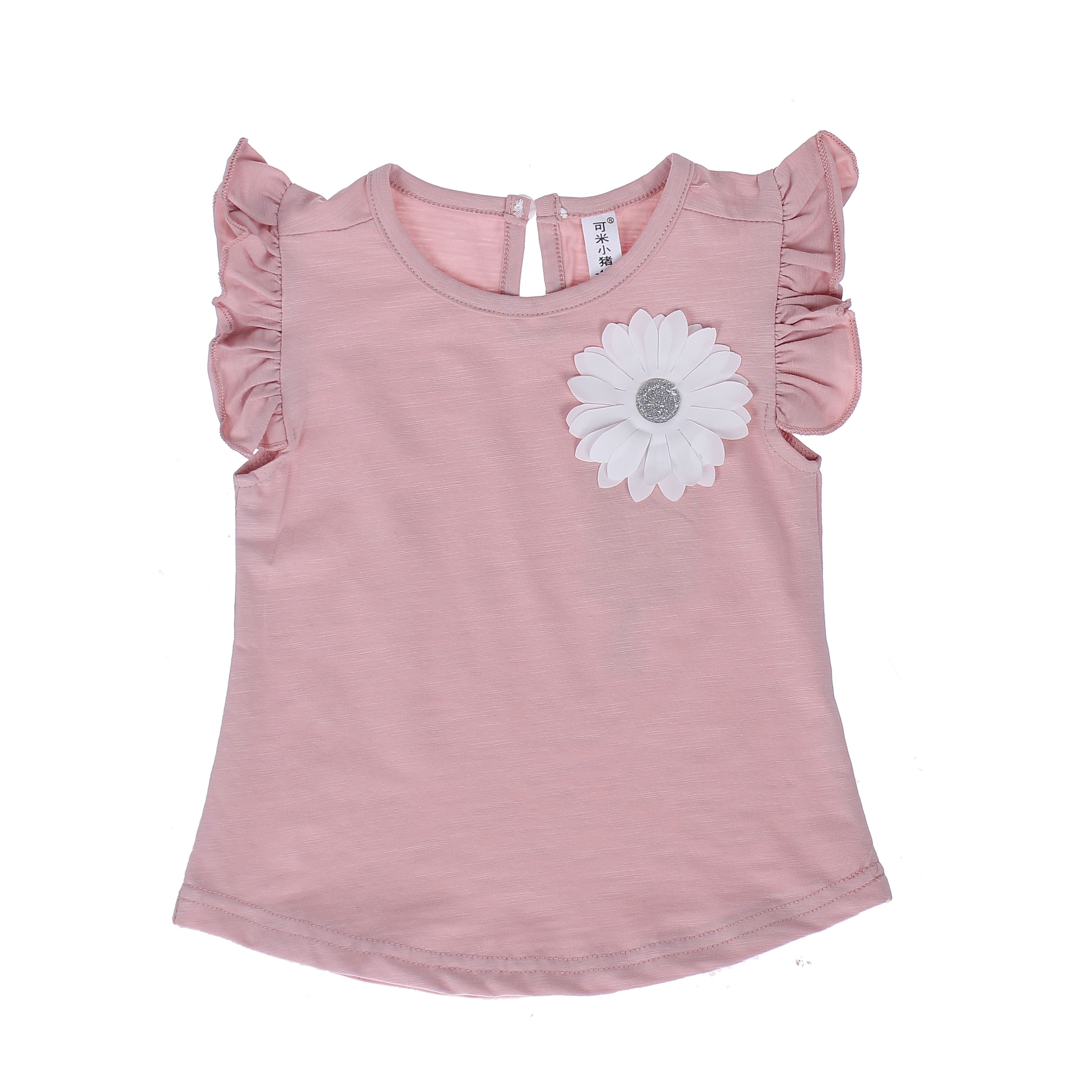 Bộ quần áo cotton bé gái đính hoa hình 2