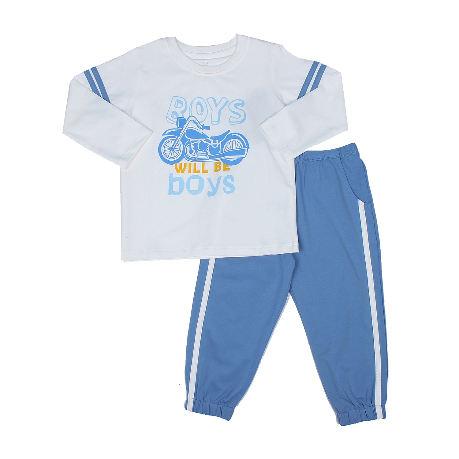 Bộ quần áo cotton bé trai Mamago in xe máy LN19T (Ghi) Bộ quần áo cotton bé trai Mamago in xe máy LN19T (Ghi) hình 1