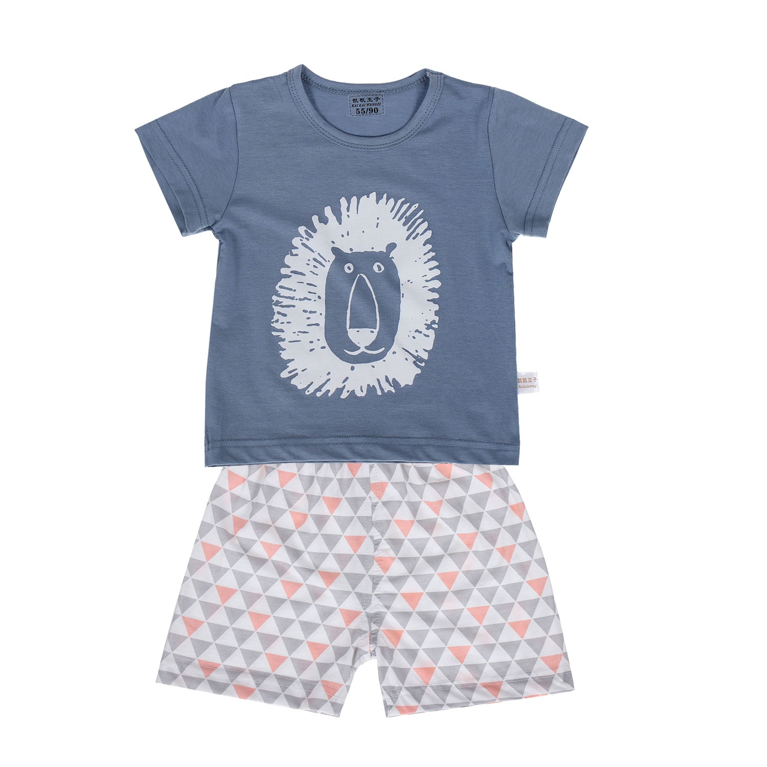 Bộ quần áo cotton Lei in hình đầu sư tử hình 1